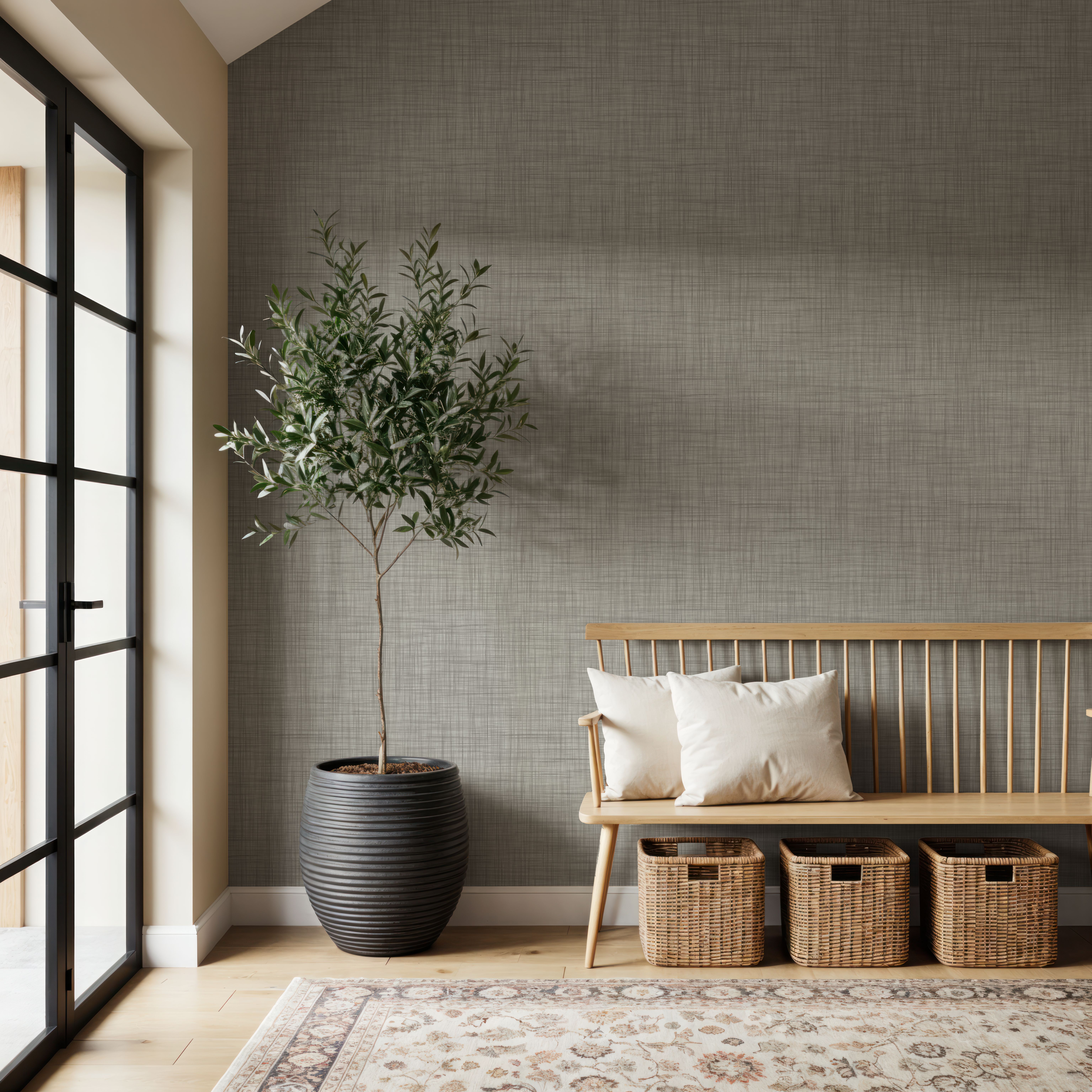 Mottled Linen Effect, Cloud Grey, Wallpaper
