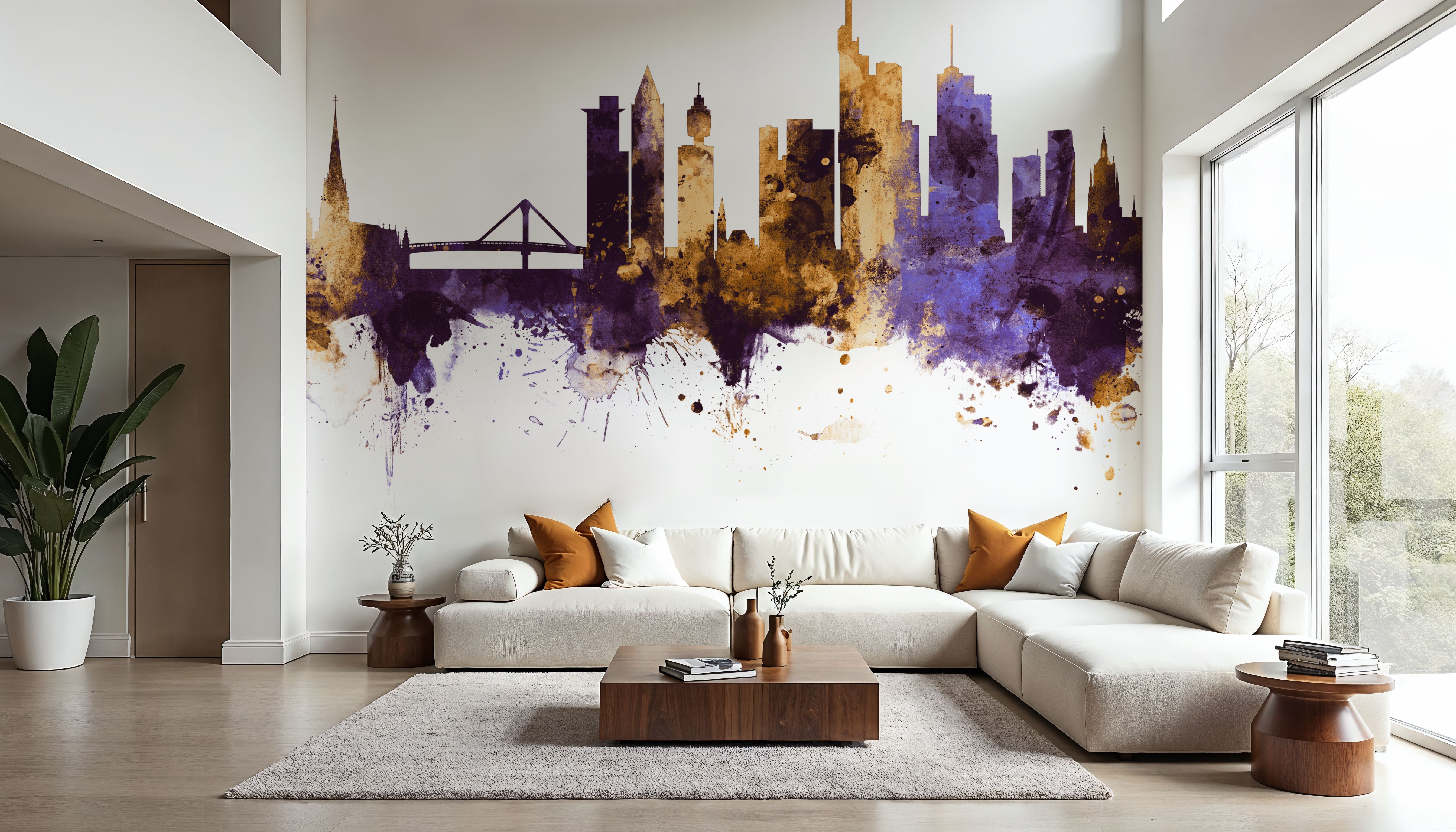 Frankfurt Skyline Purple & Gold