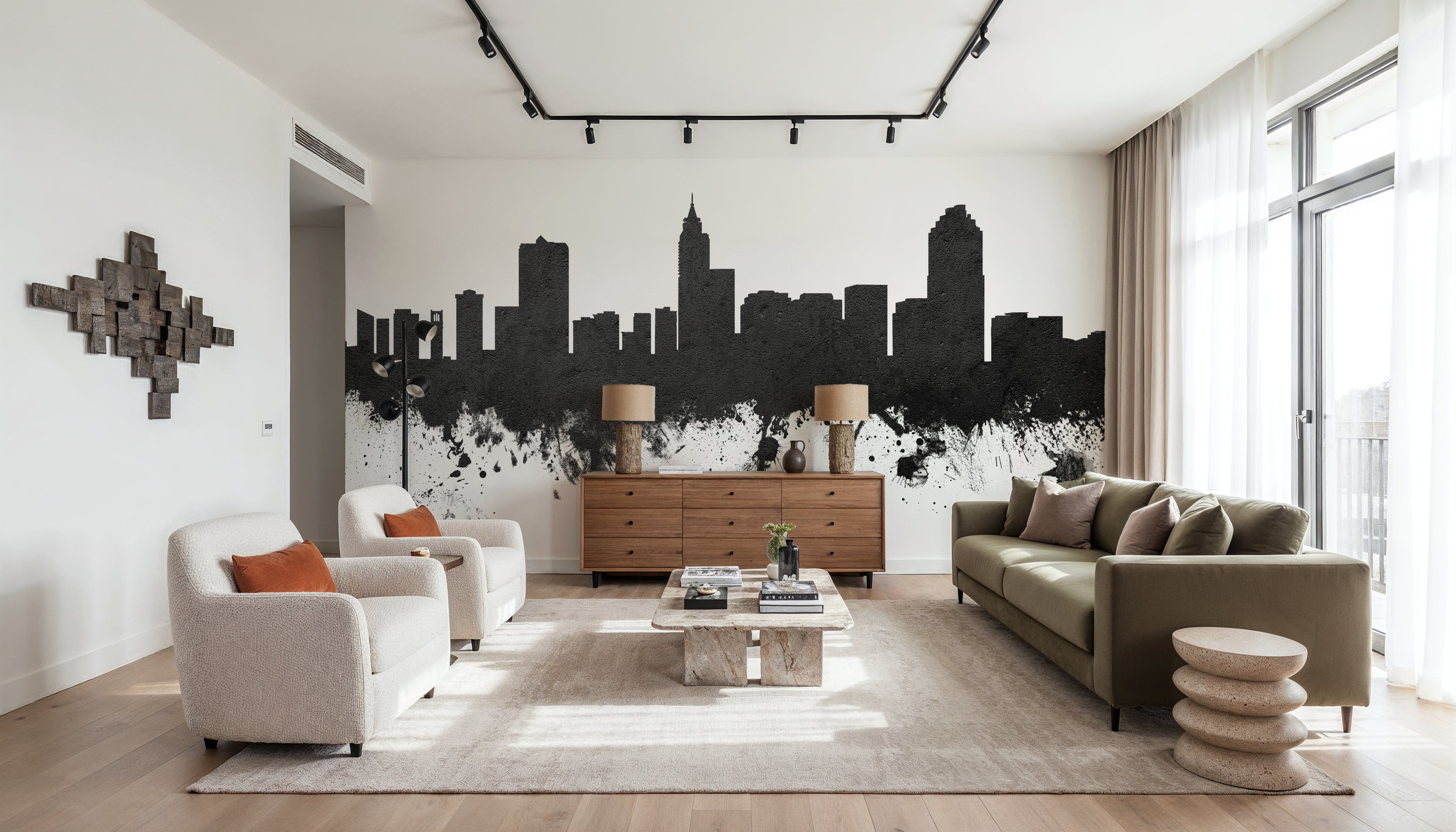 Raleigh North Carolina Skyline Black & White