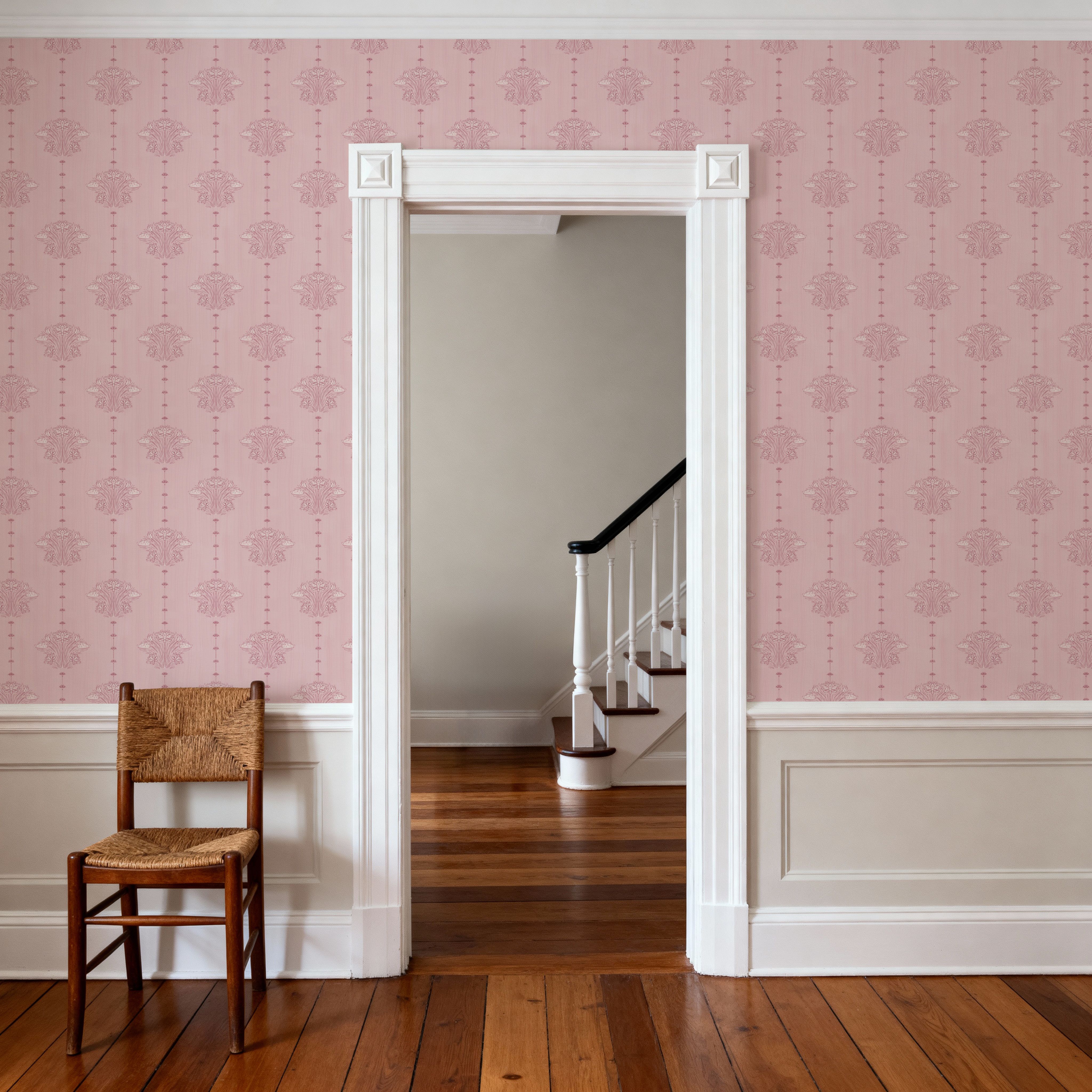 Block Print Water Lily Stripes, Blush