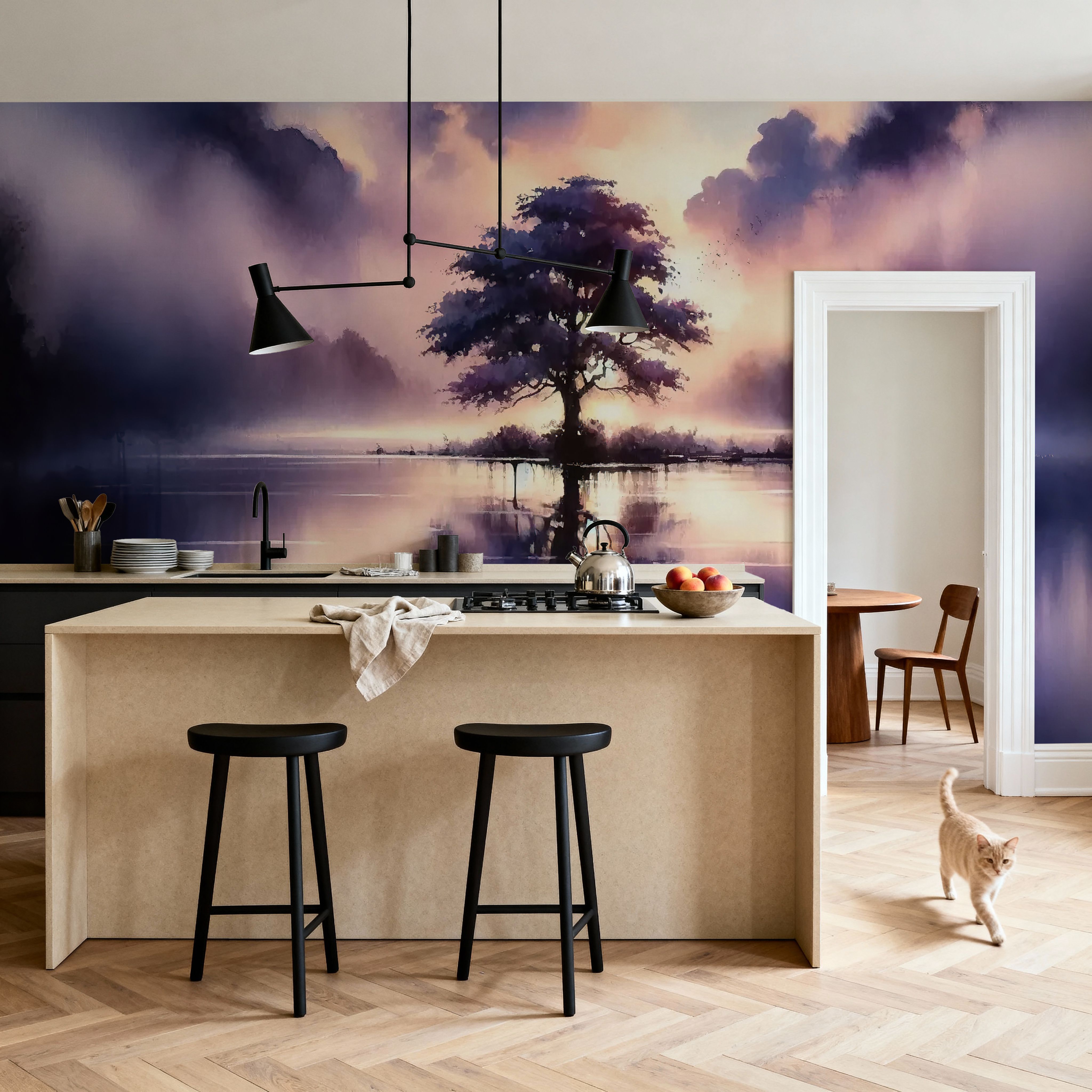 Whispers of Dawn on a Misty Lake Solitude