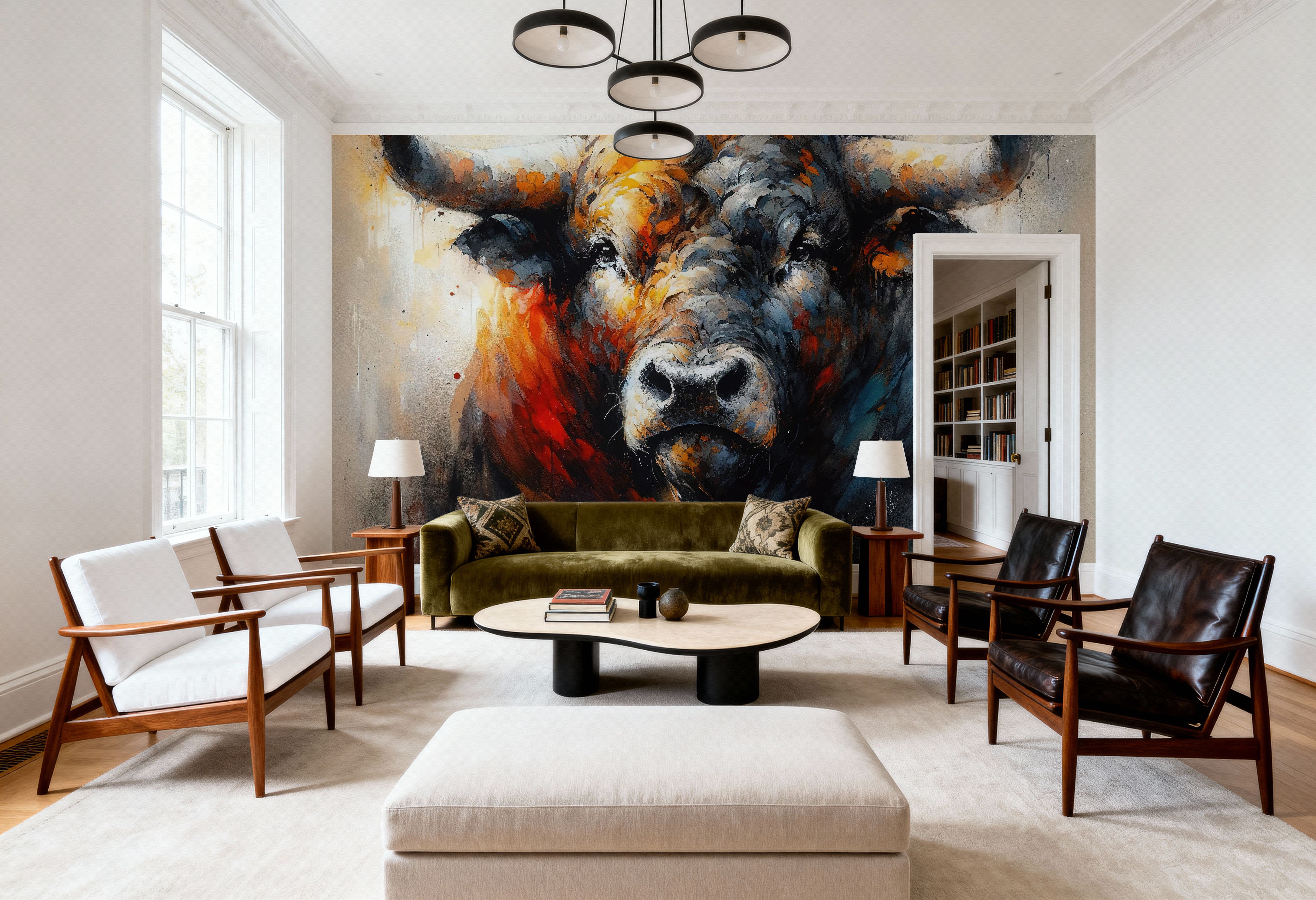 Majestic Bull Aura in Watercolor Shadows