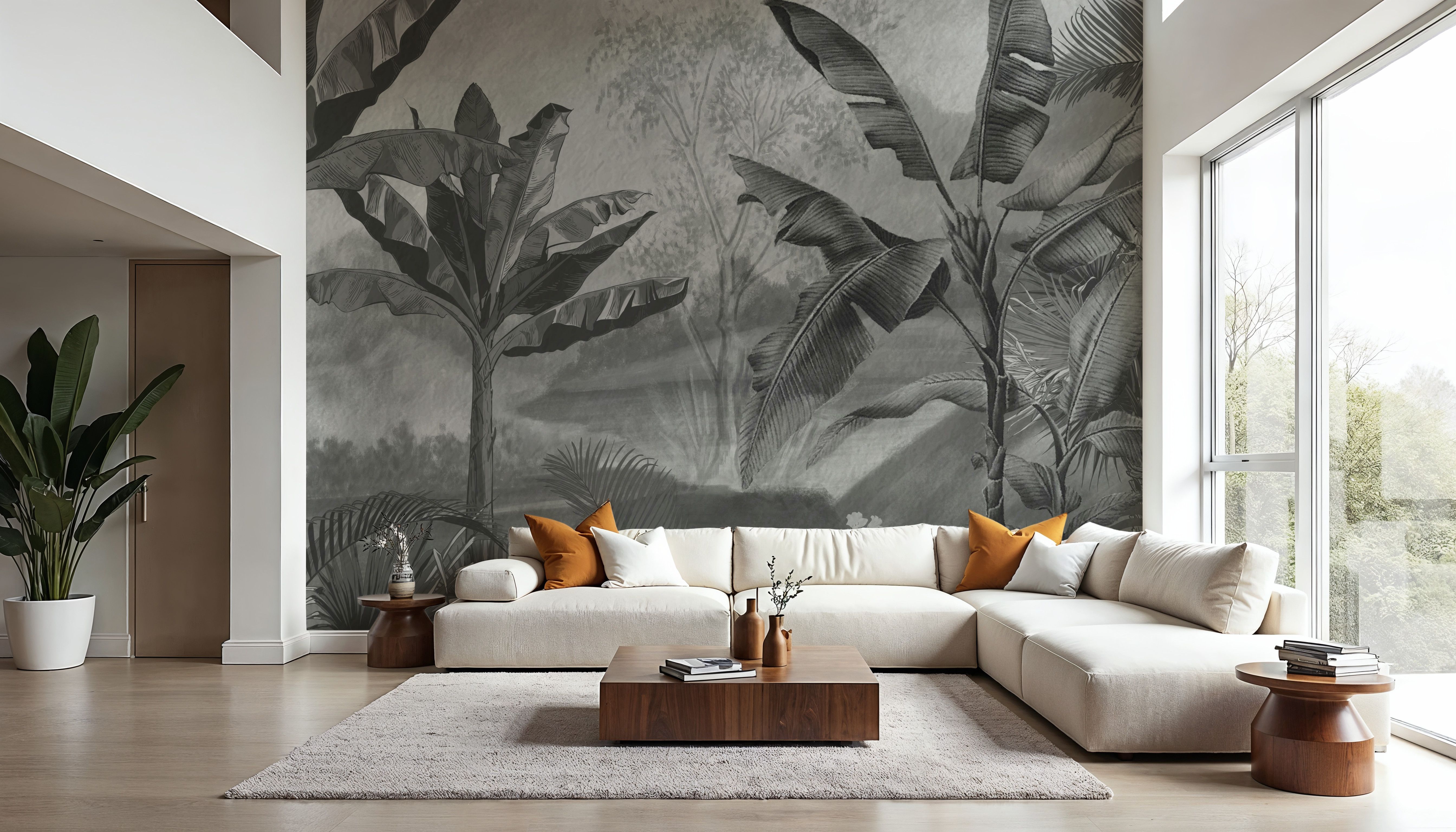 Tropical Banan Plant Sketch, Wallpaper