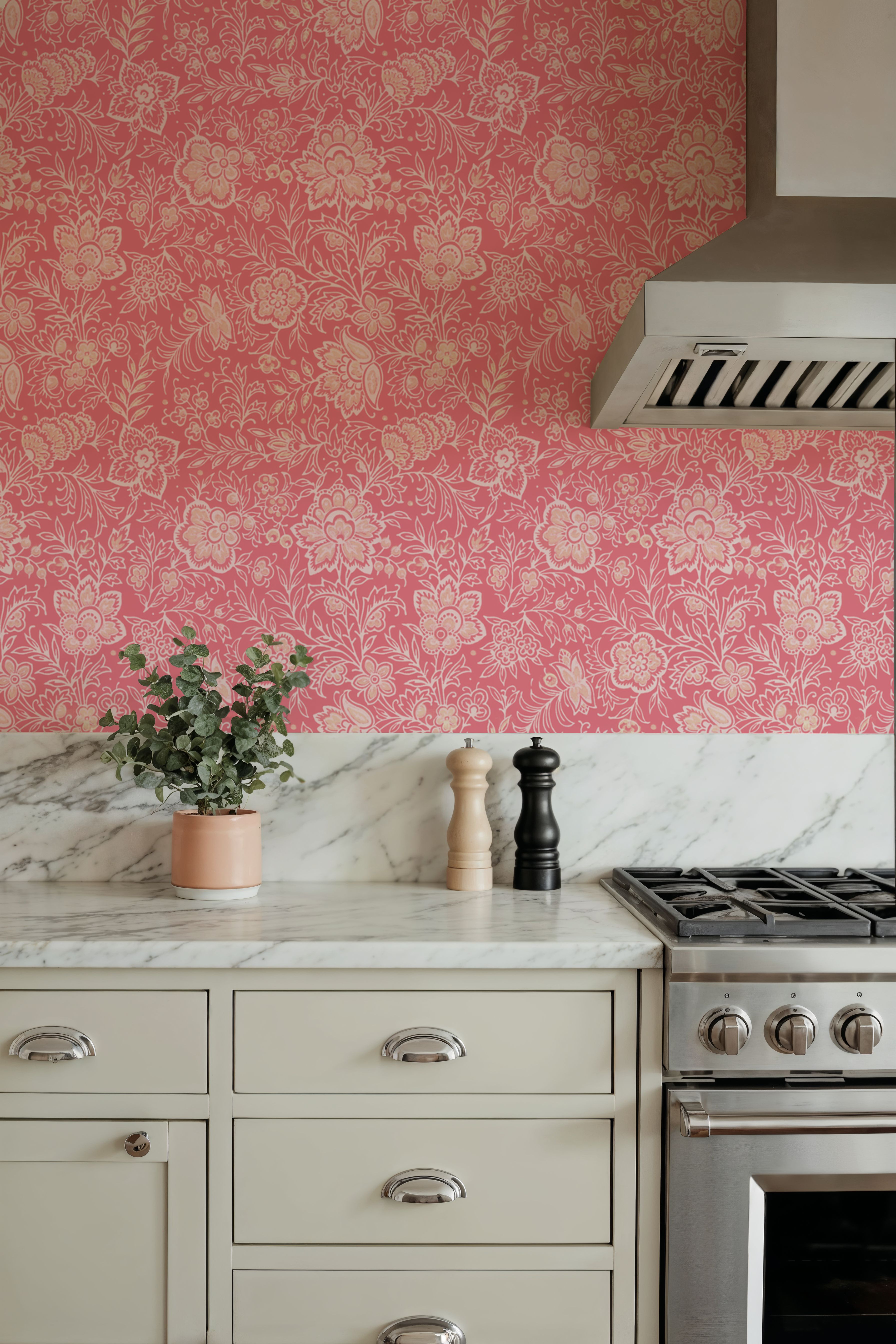 Kala Flowers White on Red