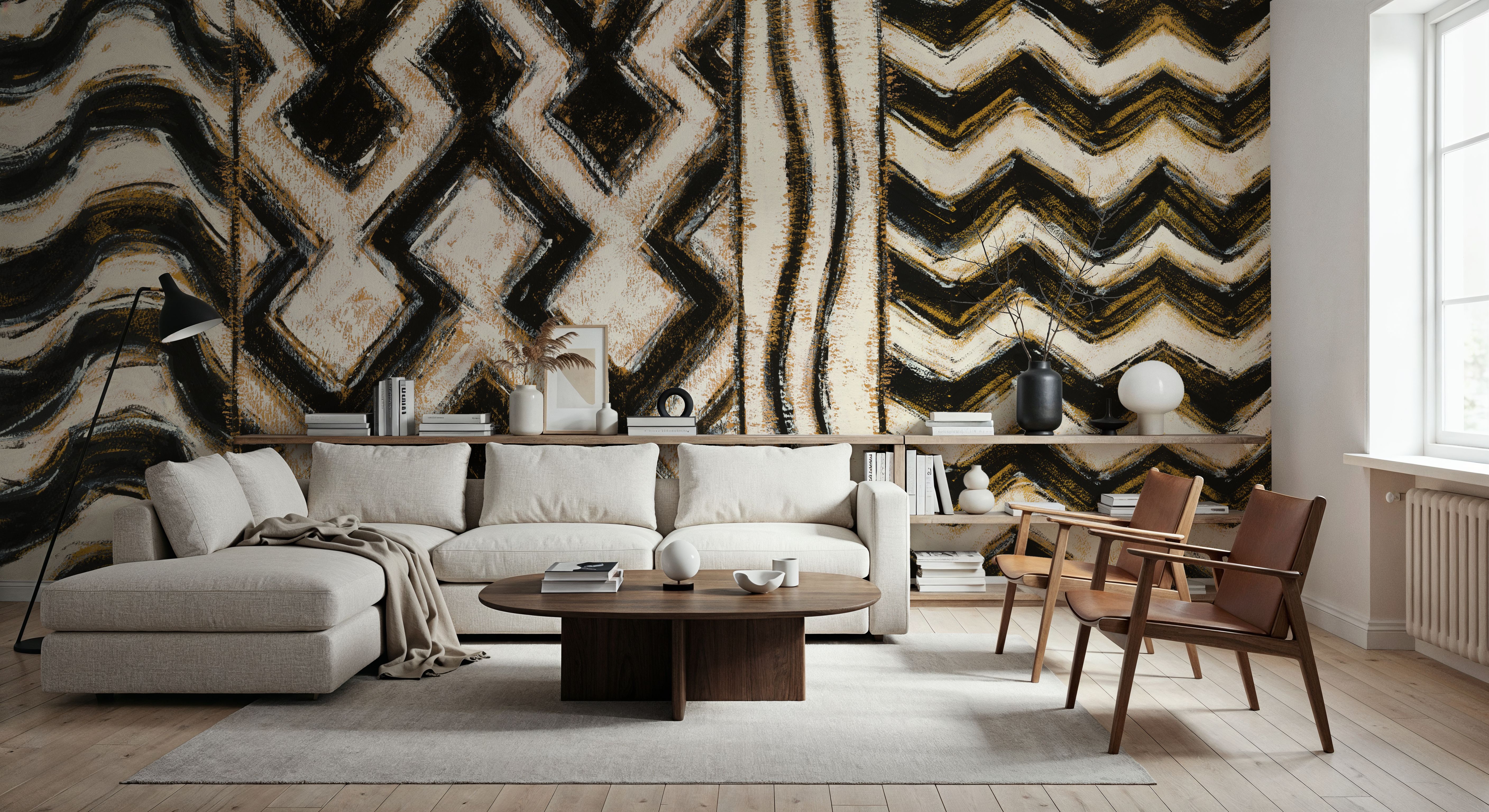 Black and Gold Geometric VII