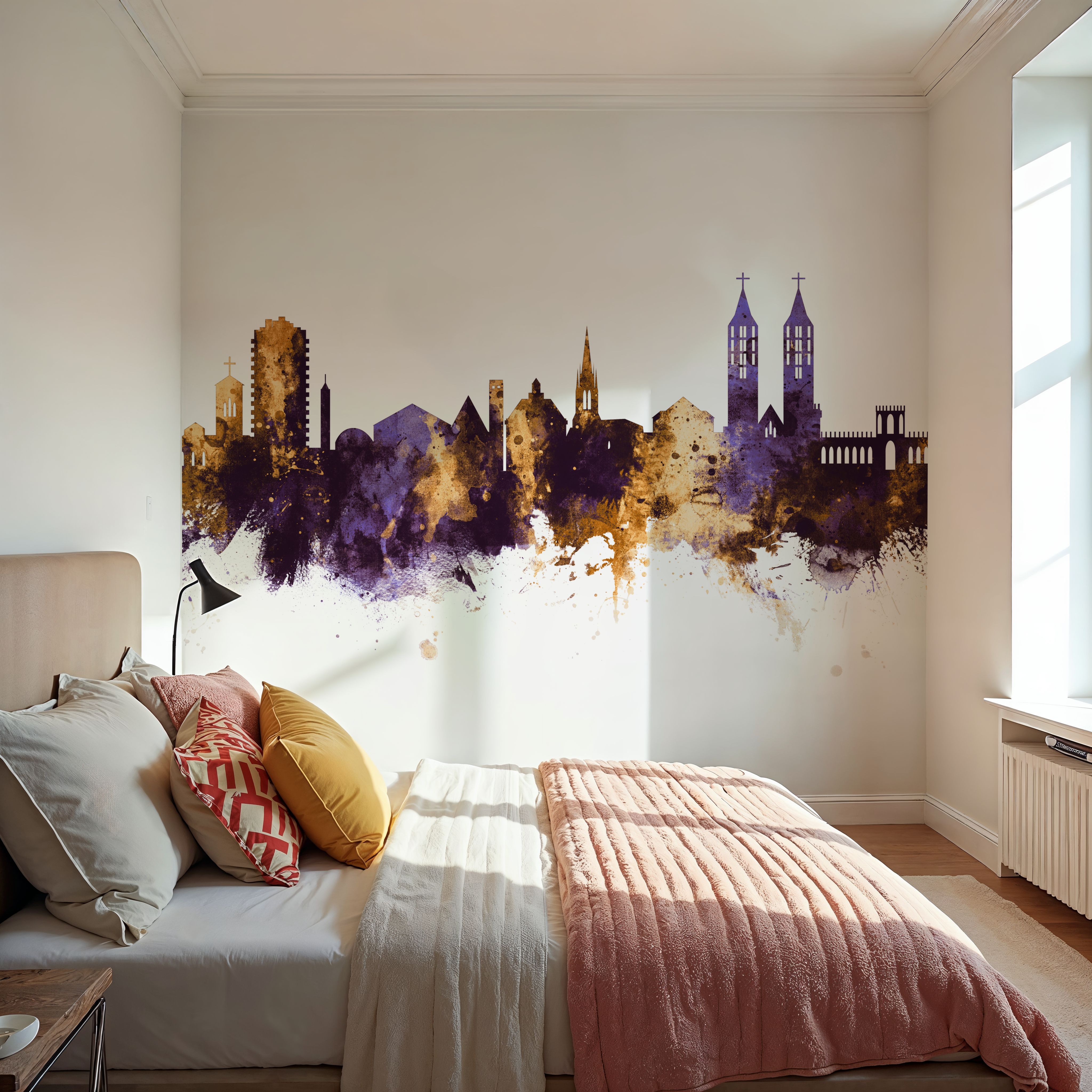 Kassel Germany Skyline Purple & Gold