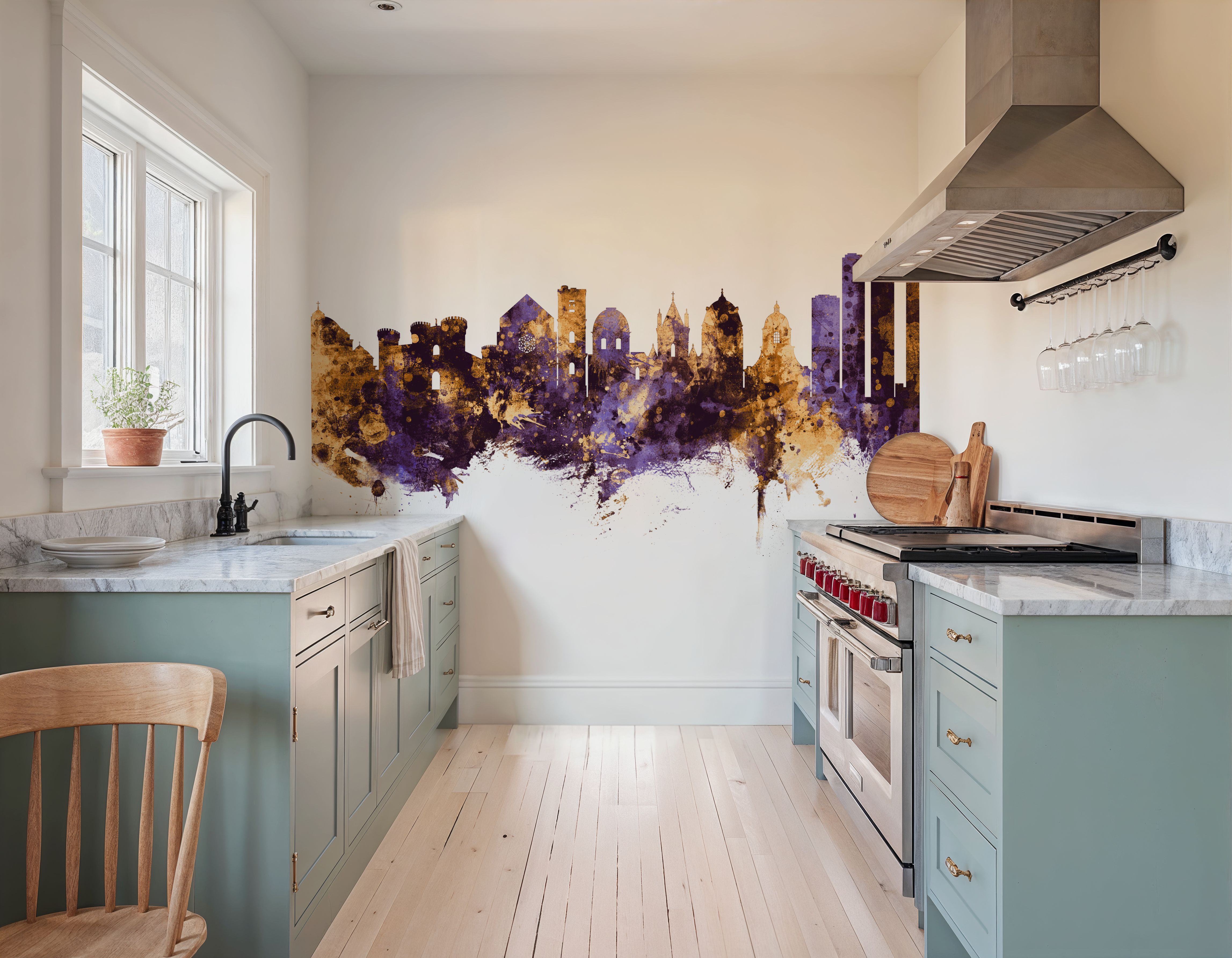 Naples Italy Skyline Purple & Gold