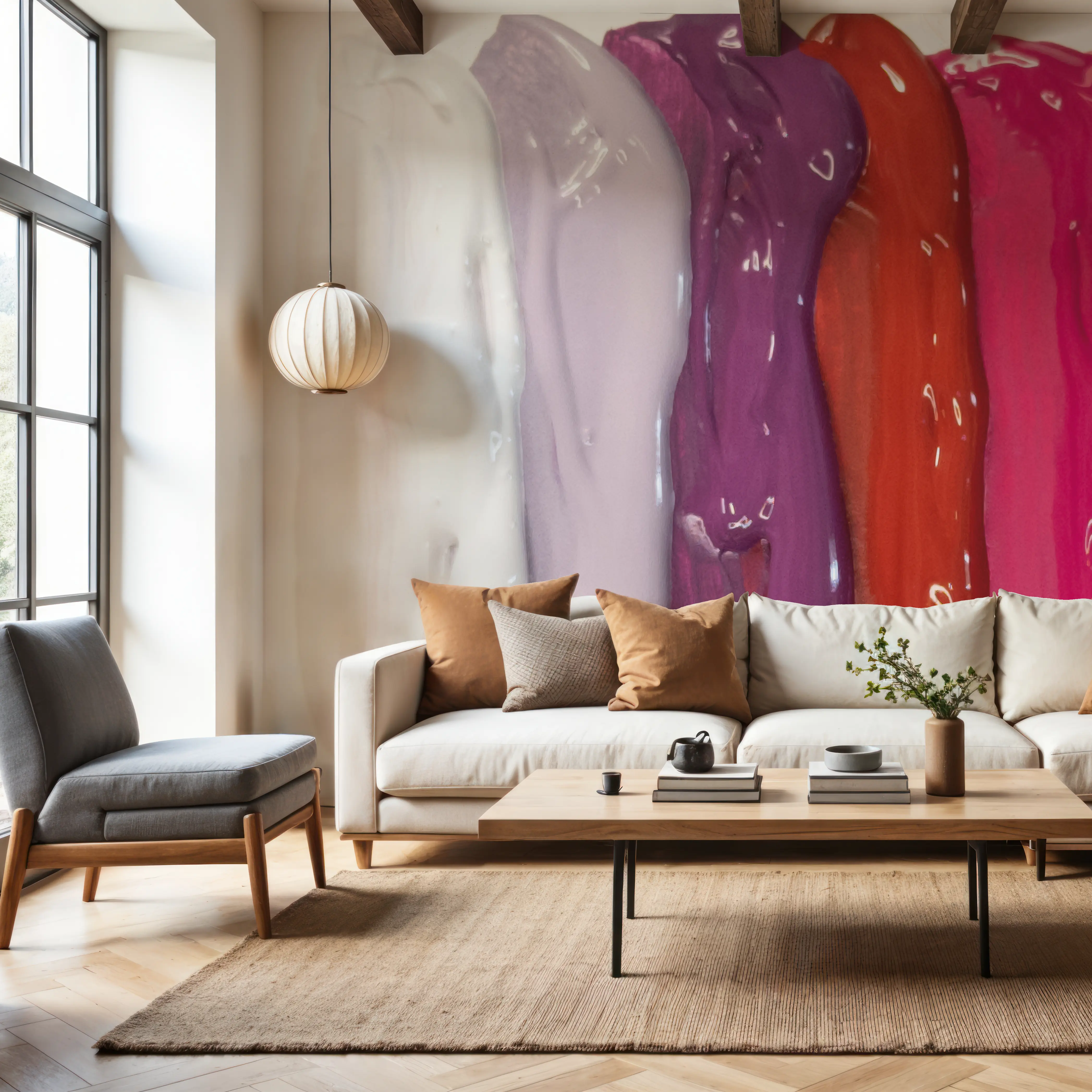 Wall Mural - Warm Paint Palette - Abstract Contemporary mural wallpaper - Hallway staircases - Wallism UK - Peel & Stick or Paste-the-Wall