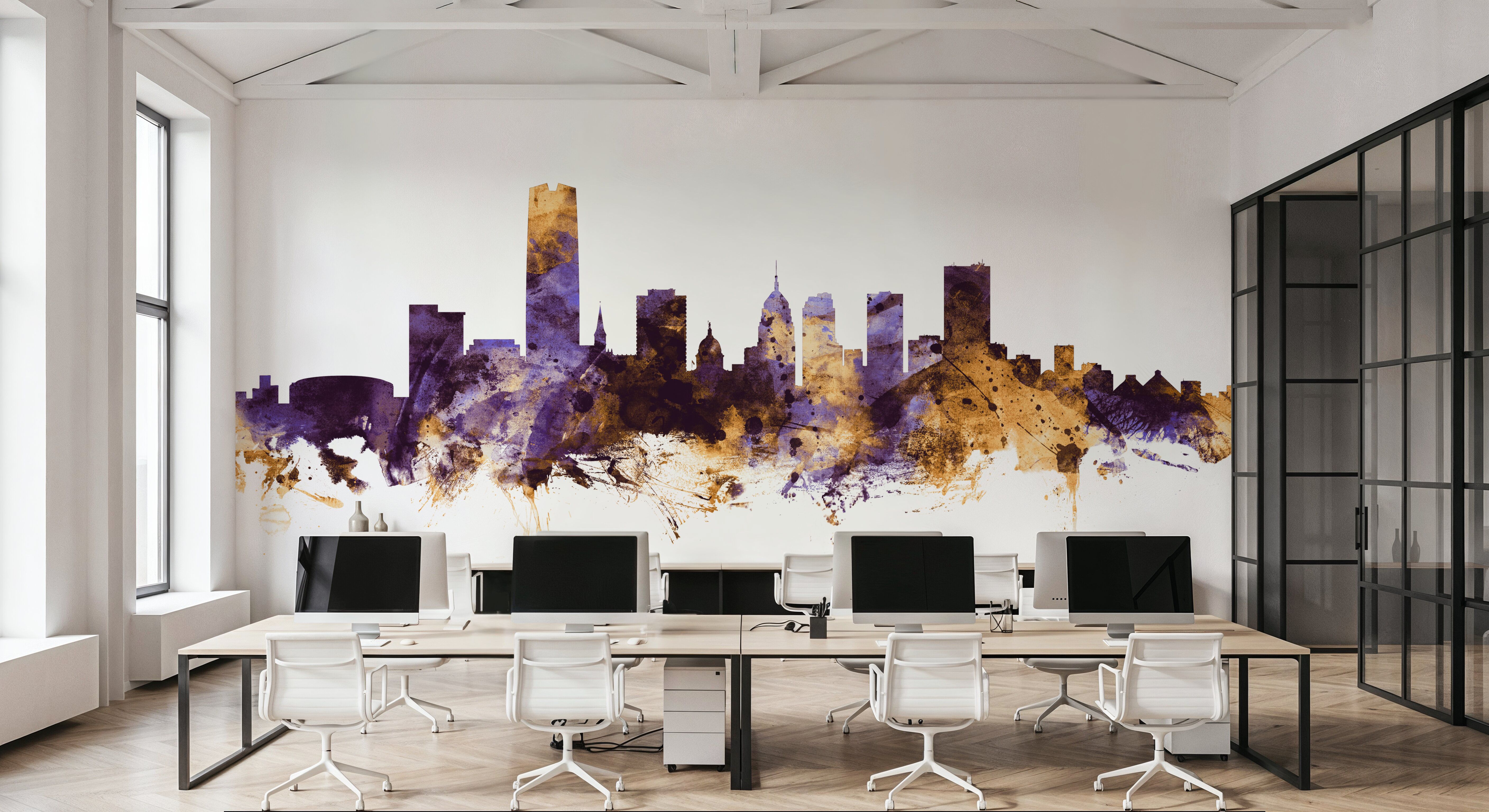 Oklahoma City Skyline Purple & Gold