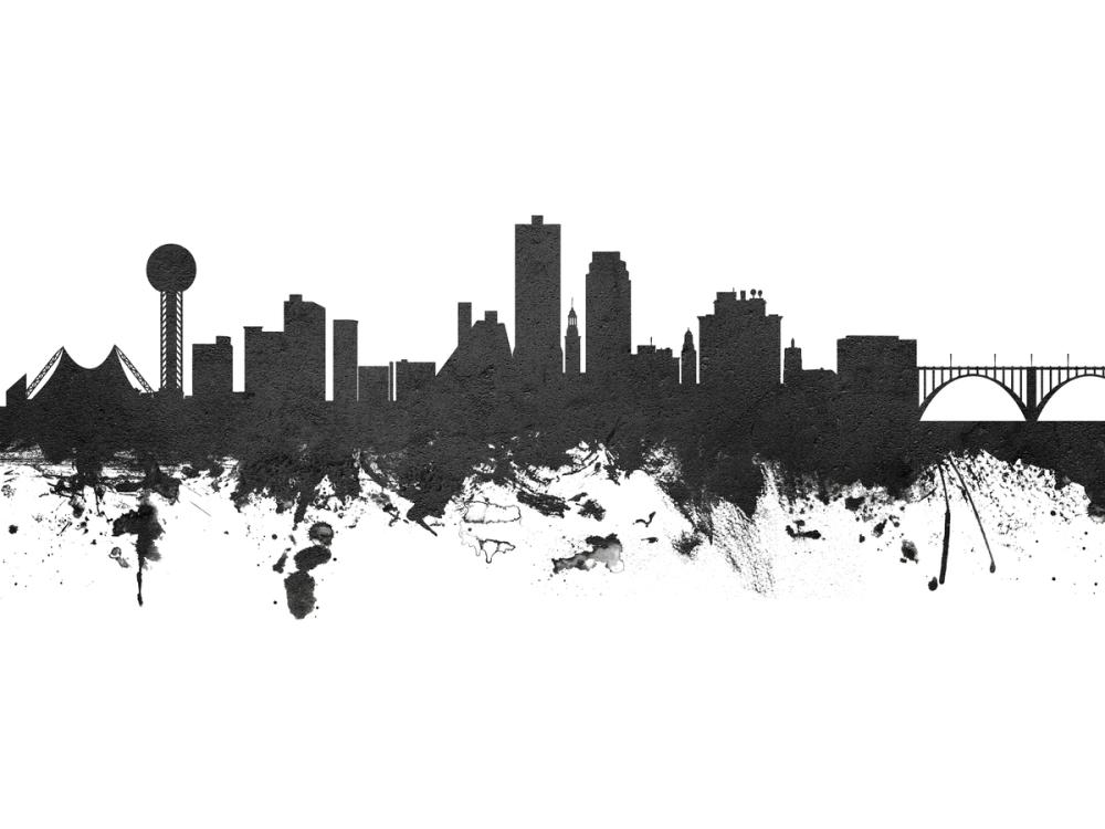 Knoxville Tennessee Skyline Black & White