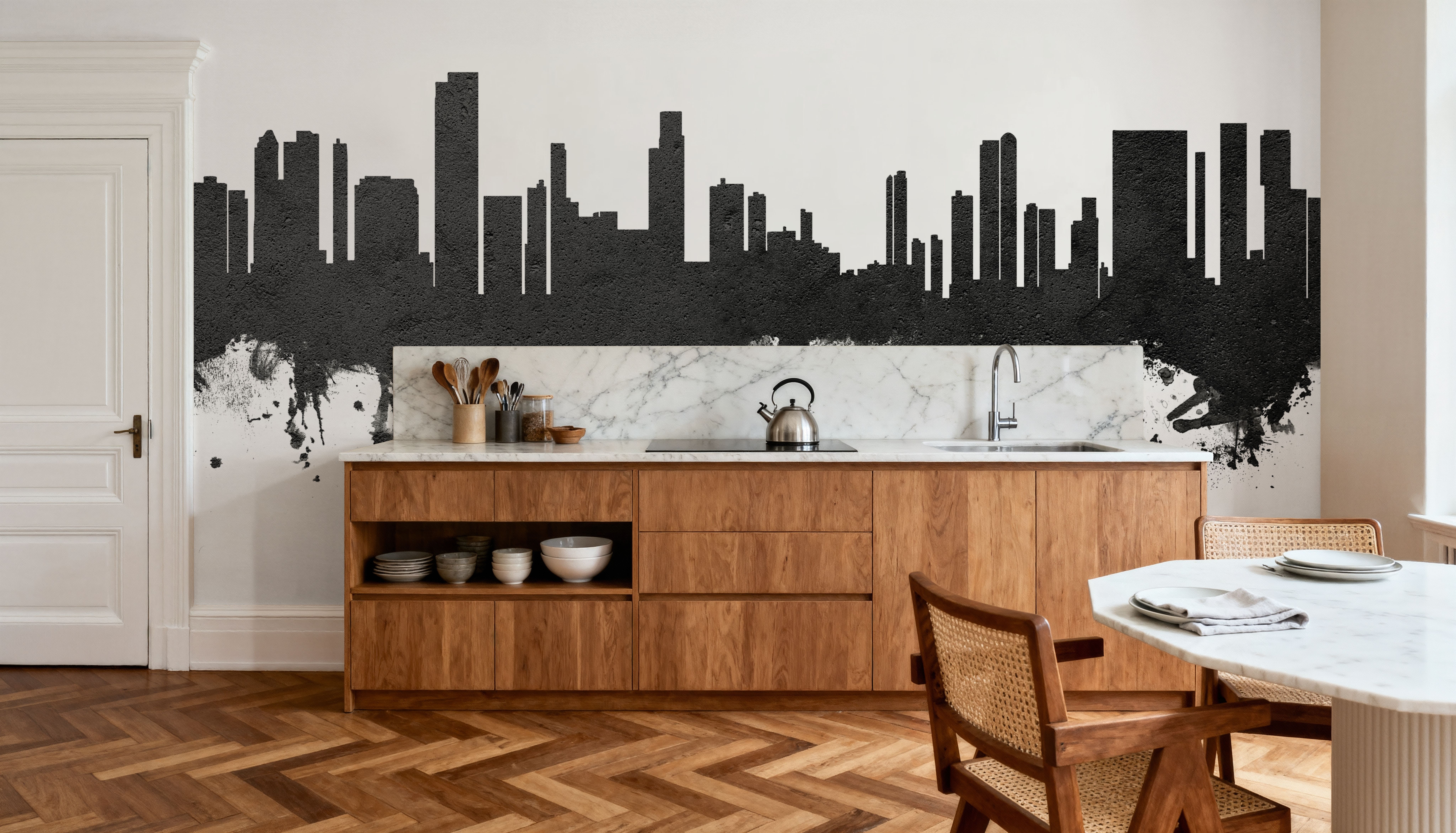 Honolulu Hawaii Skyline Black & White