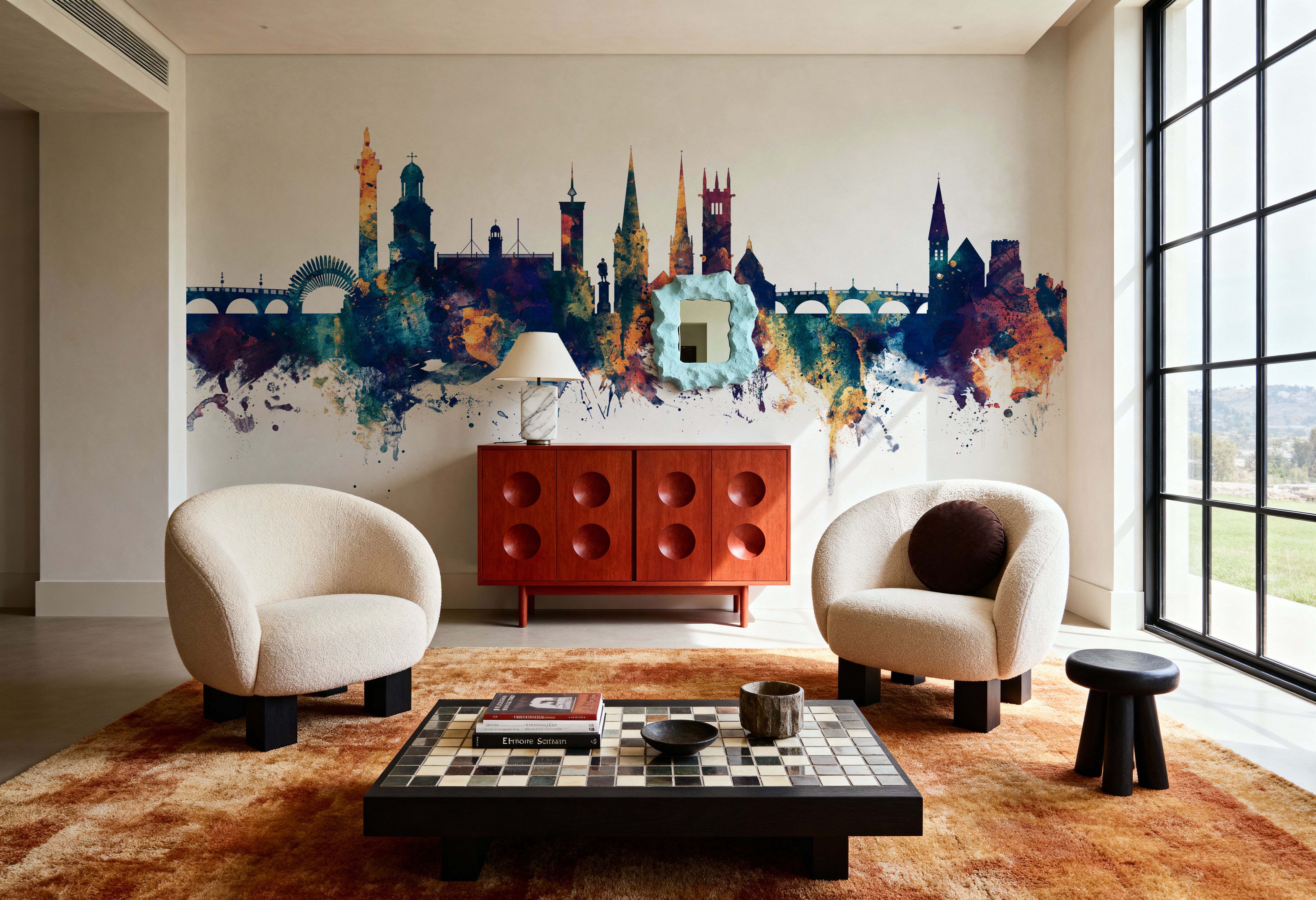 Shrewsbury England Skyline Blue & Bronze