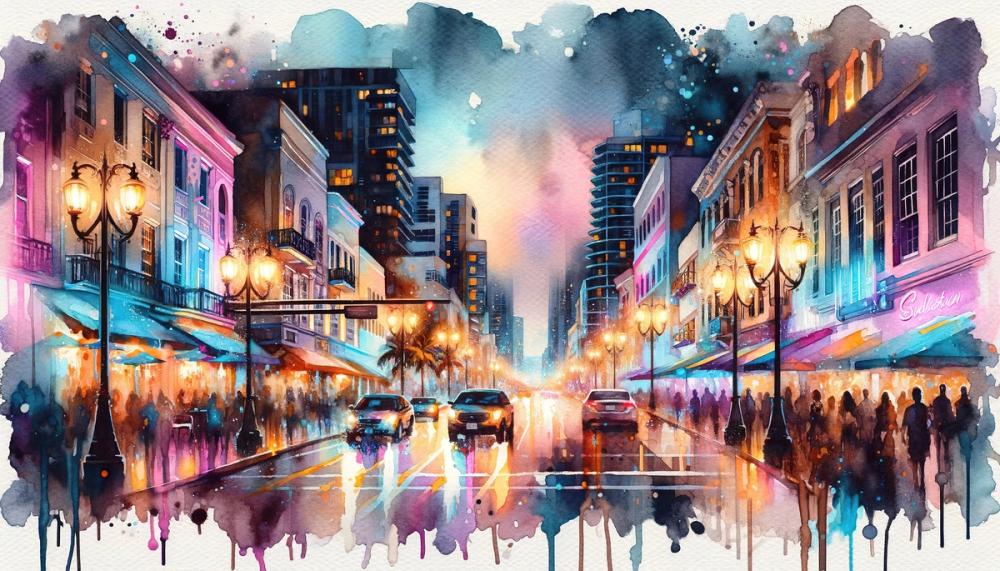 Miami Street At Night