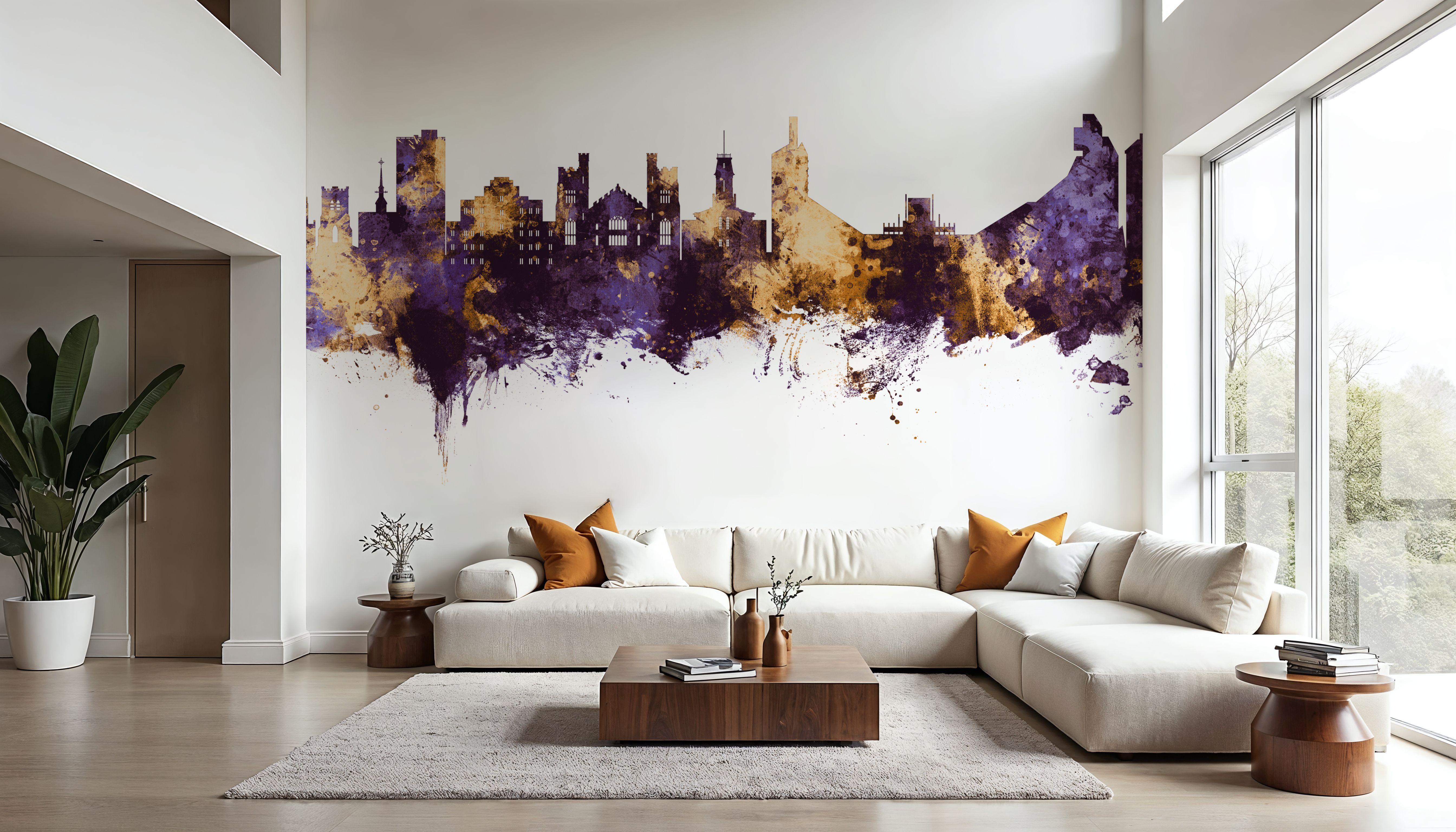 Boulder Colorado Skyline Purple & Gold, Wallpaper