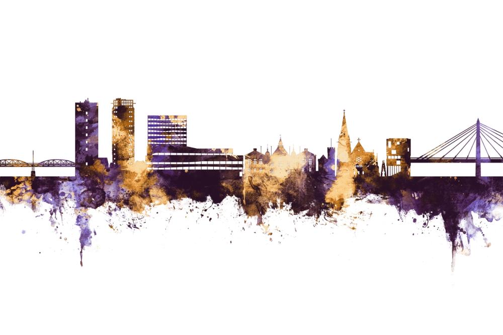 Umeå Skyline Purple & Gold
