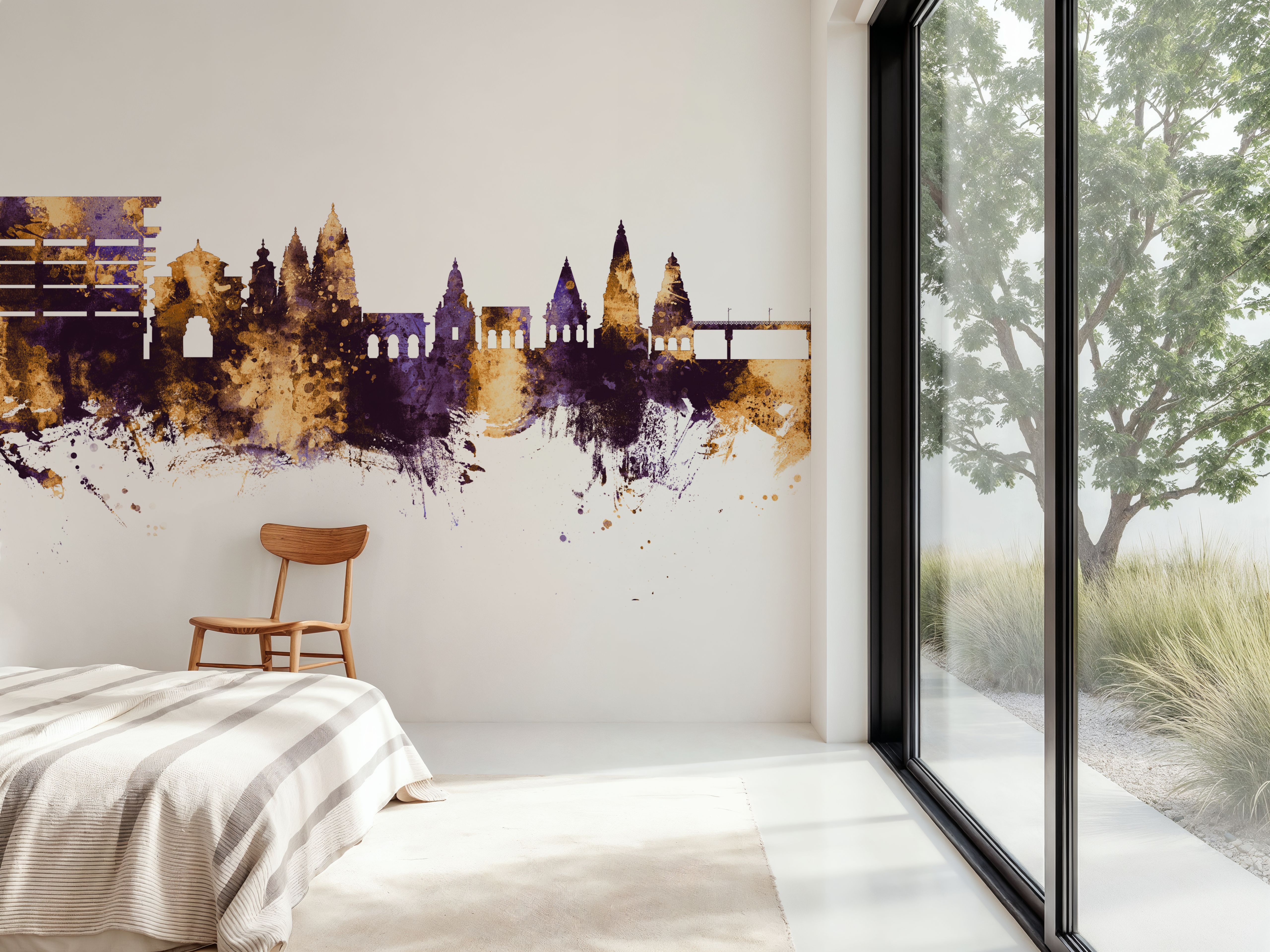 Pandharpur India Skyline Purple & Gold