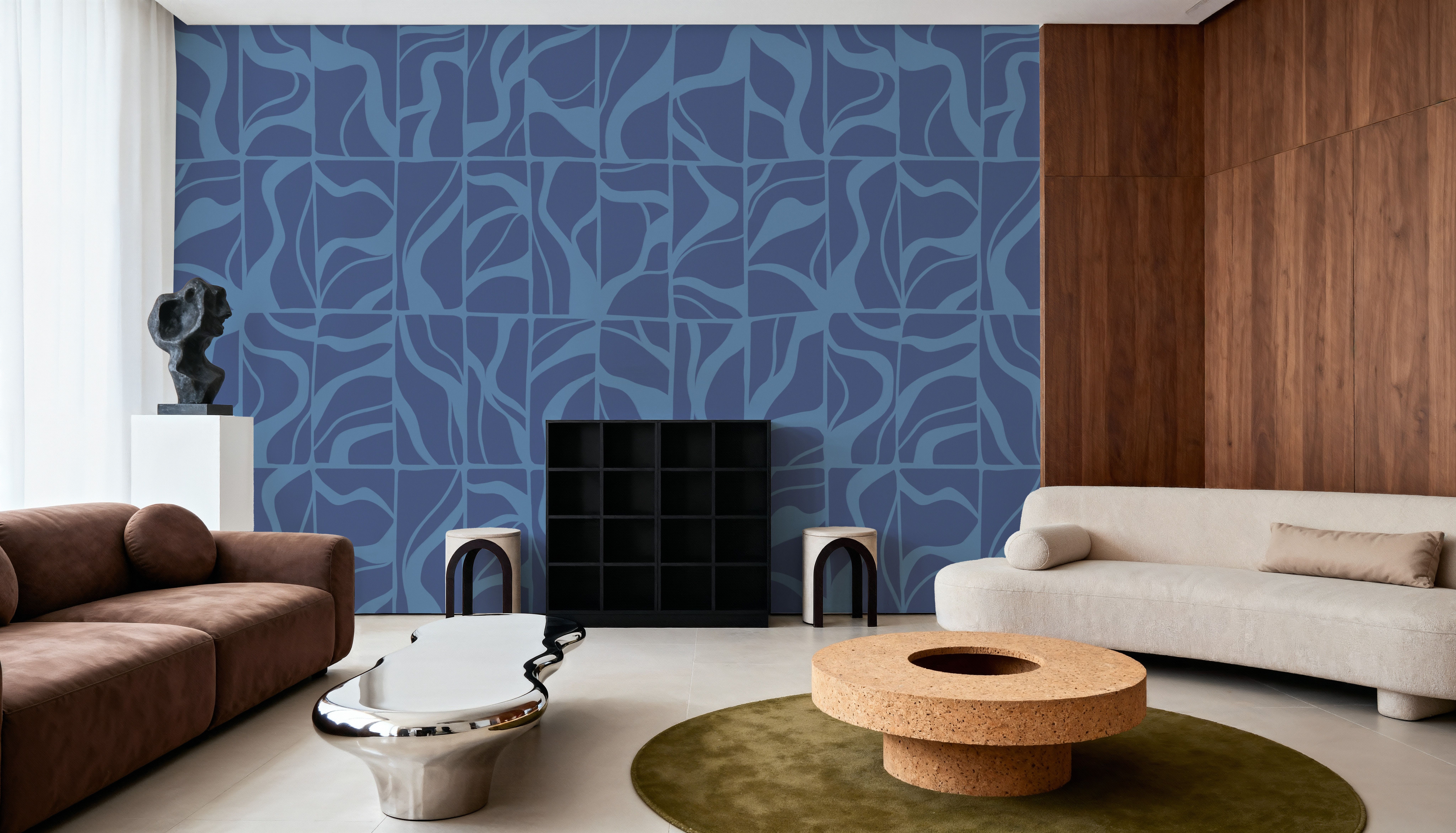 Linear Drift, Cornflower Blue, Wallpaper