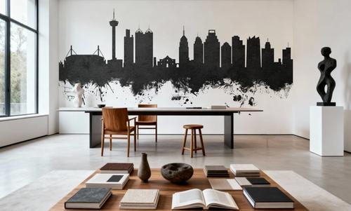 San Antonio Texas Skyline Black & White