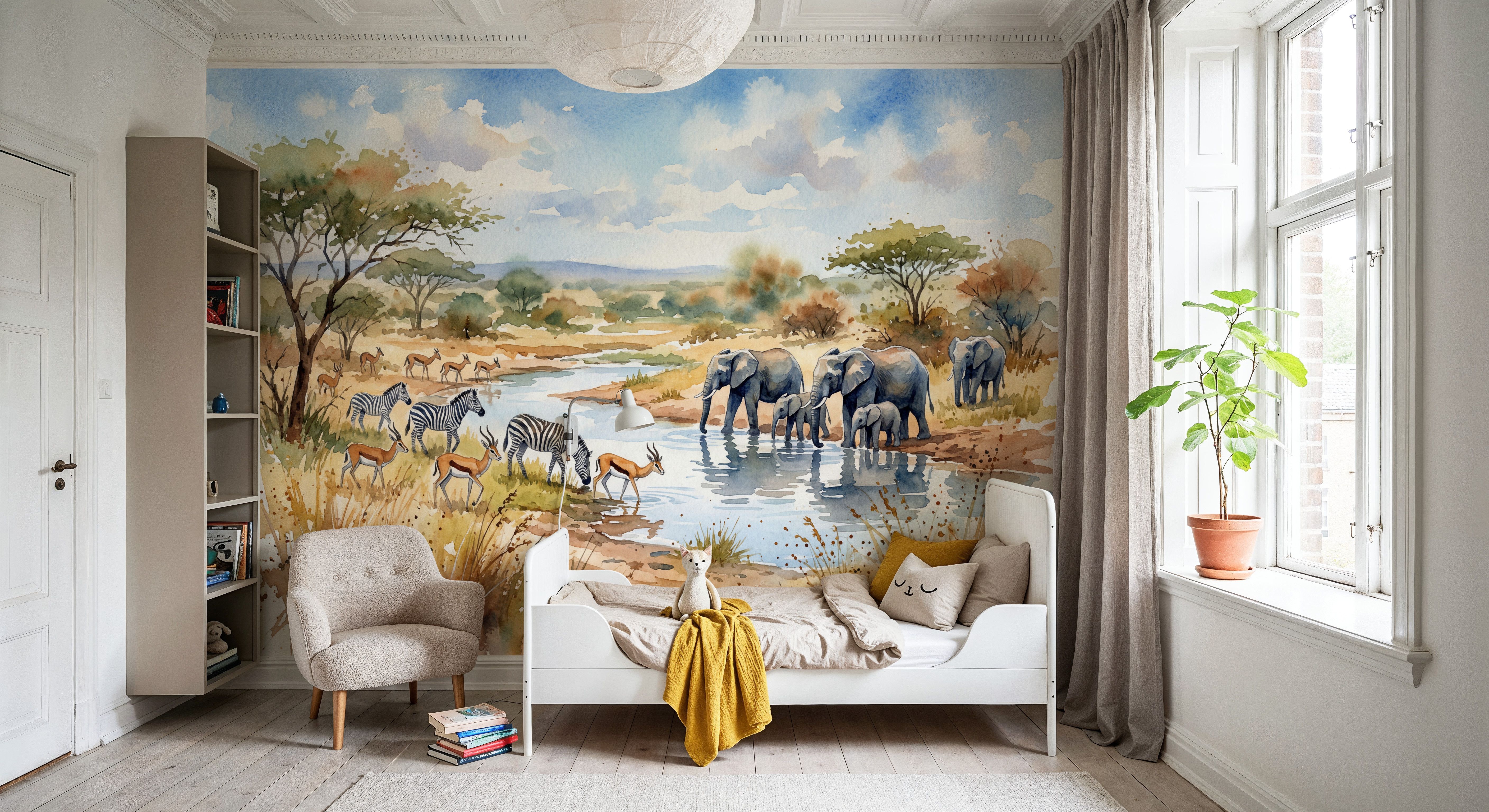 Savannah Water Hole - Watercolor Landscapes Series