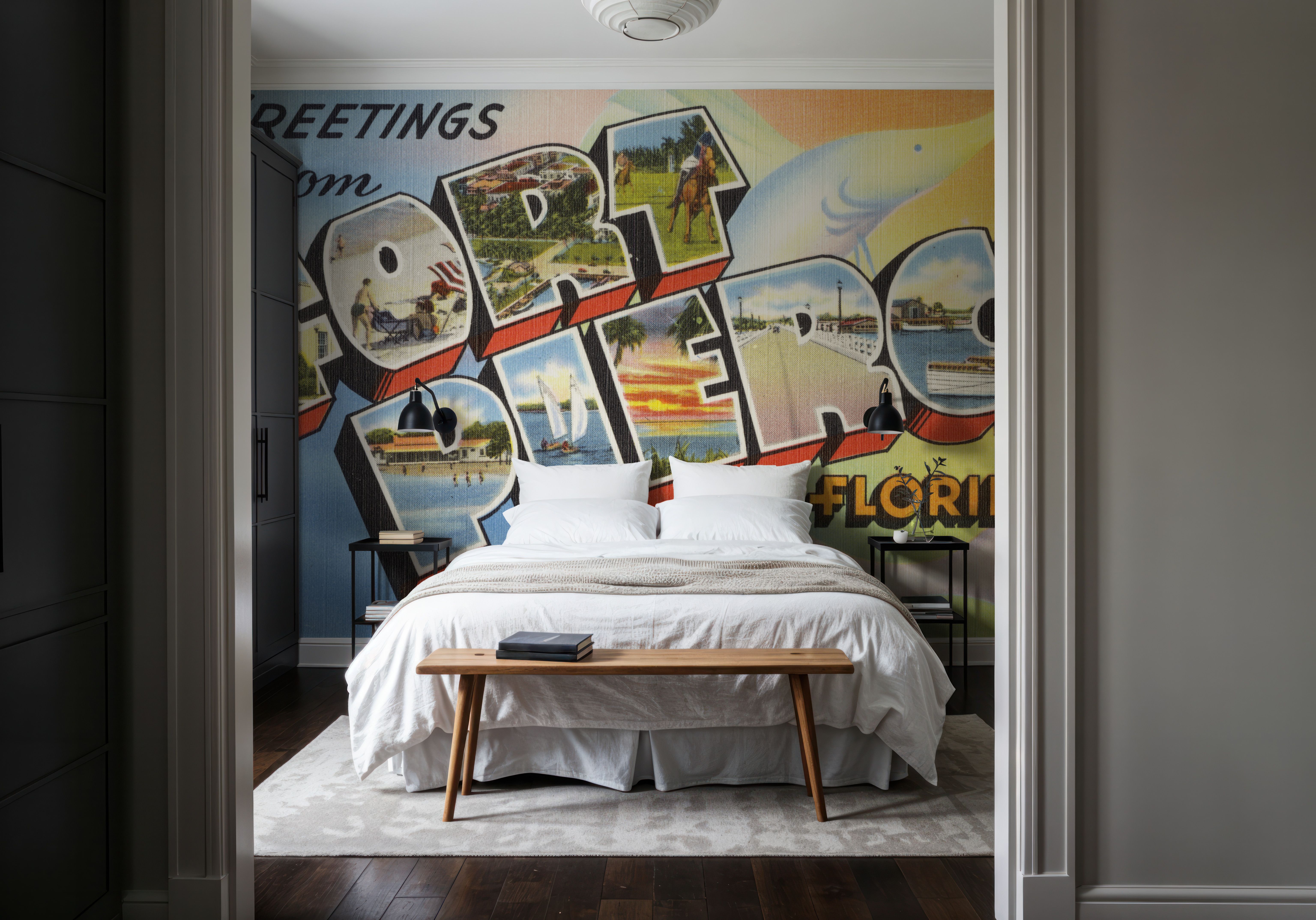 Greetings from Fort Pierce - Screenprint Postcard, Wallpaper