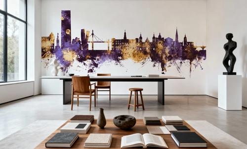 Bilbao Skyline Purple & Gold