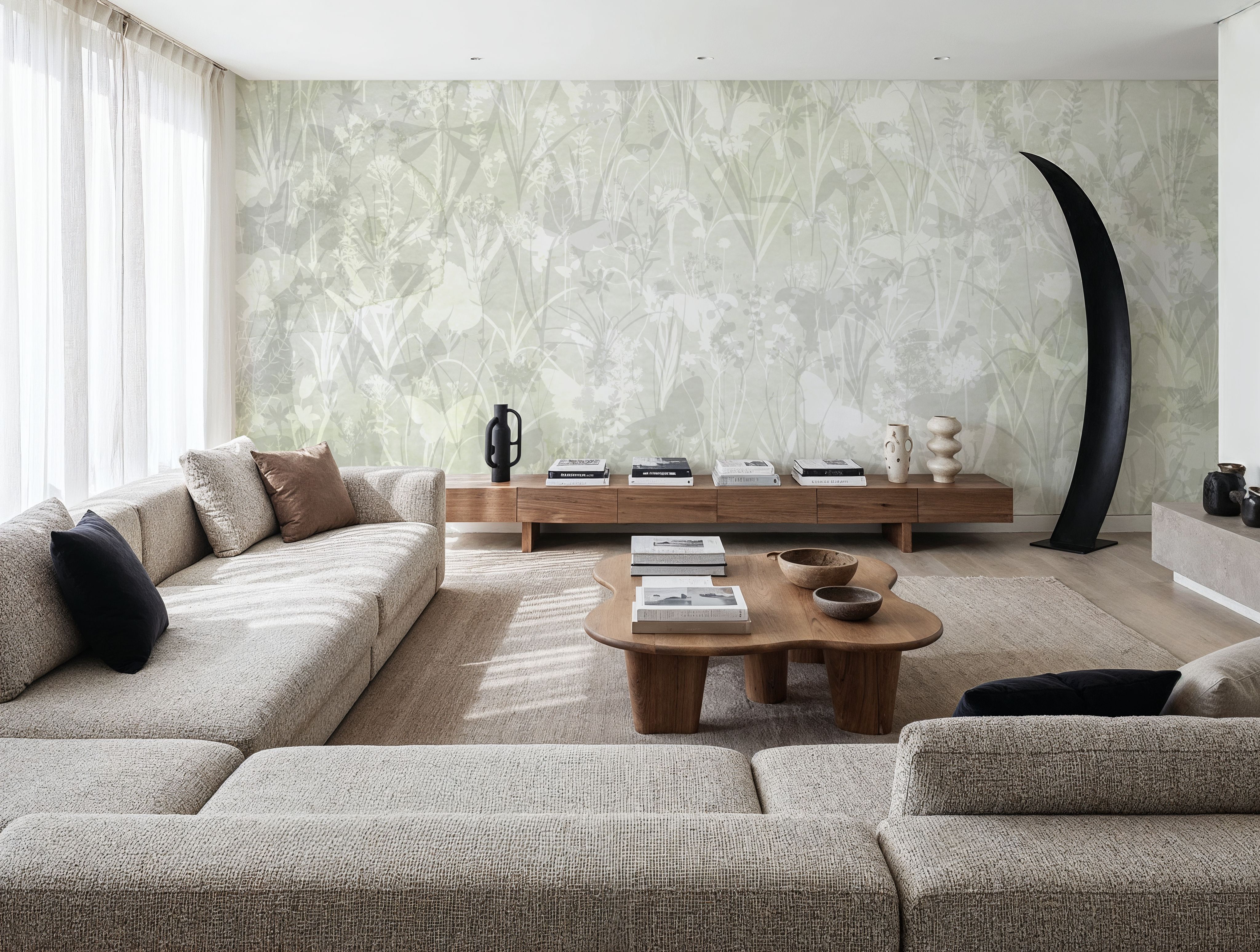 Herbals and Butterflies Double Silhouette Green