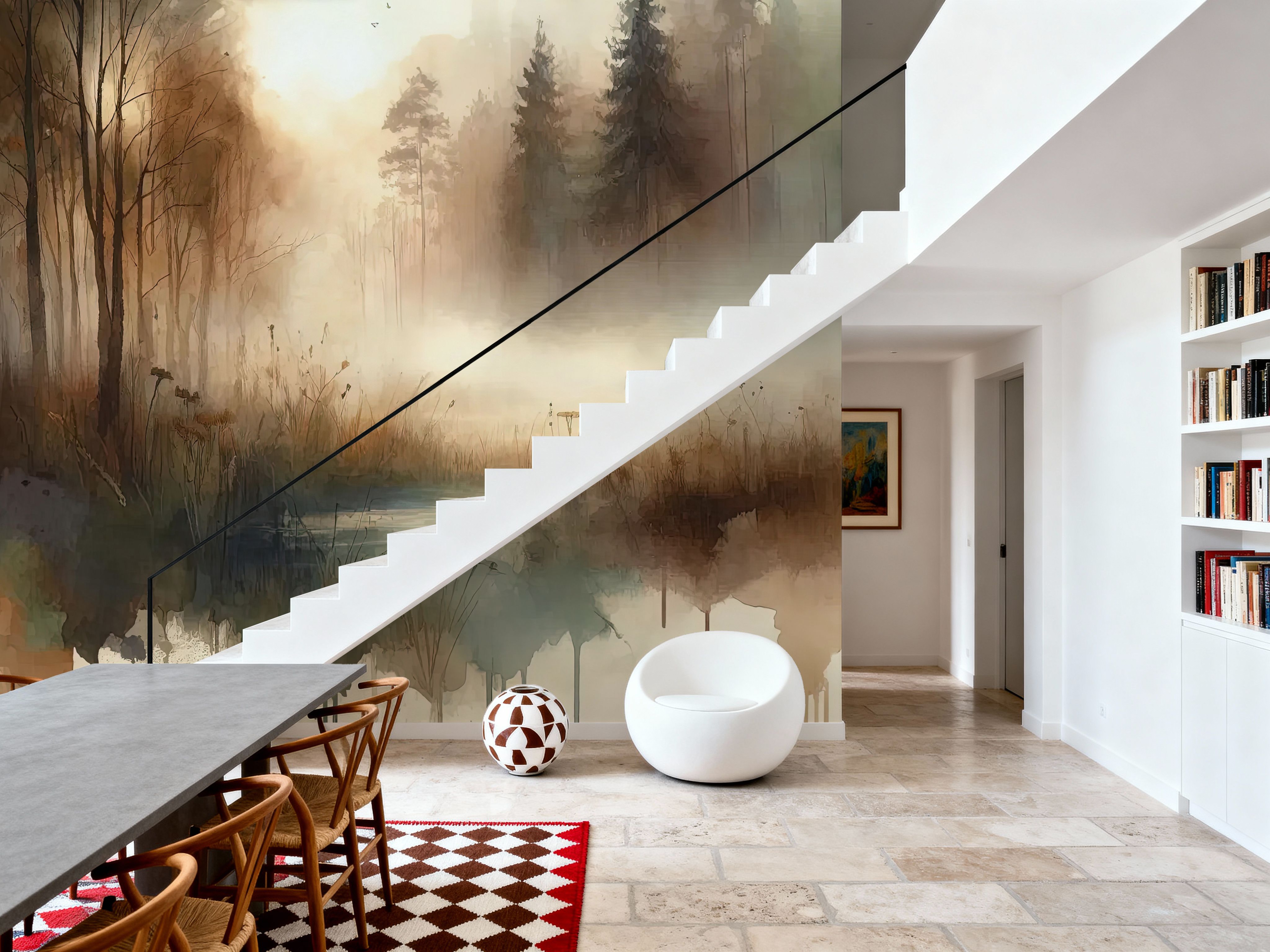 Wall Mural - Misty Forest Escape - Abstract Landscapes mural wallpaper - Offices - Wallism US - Premium, Textured or Peel & Stick
