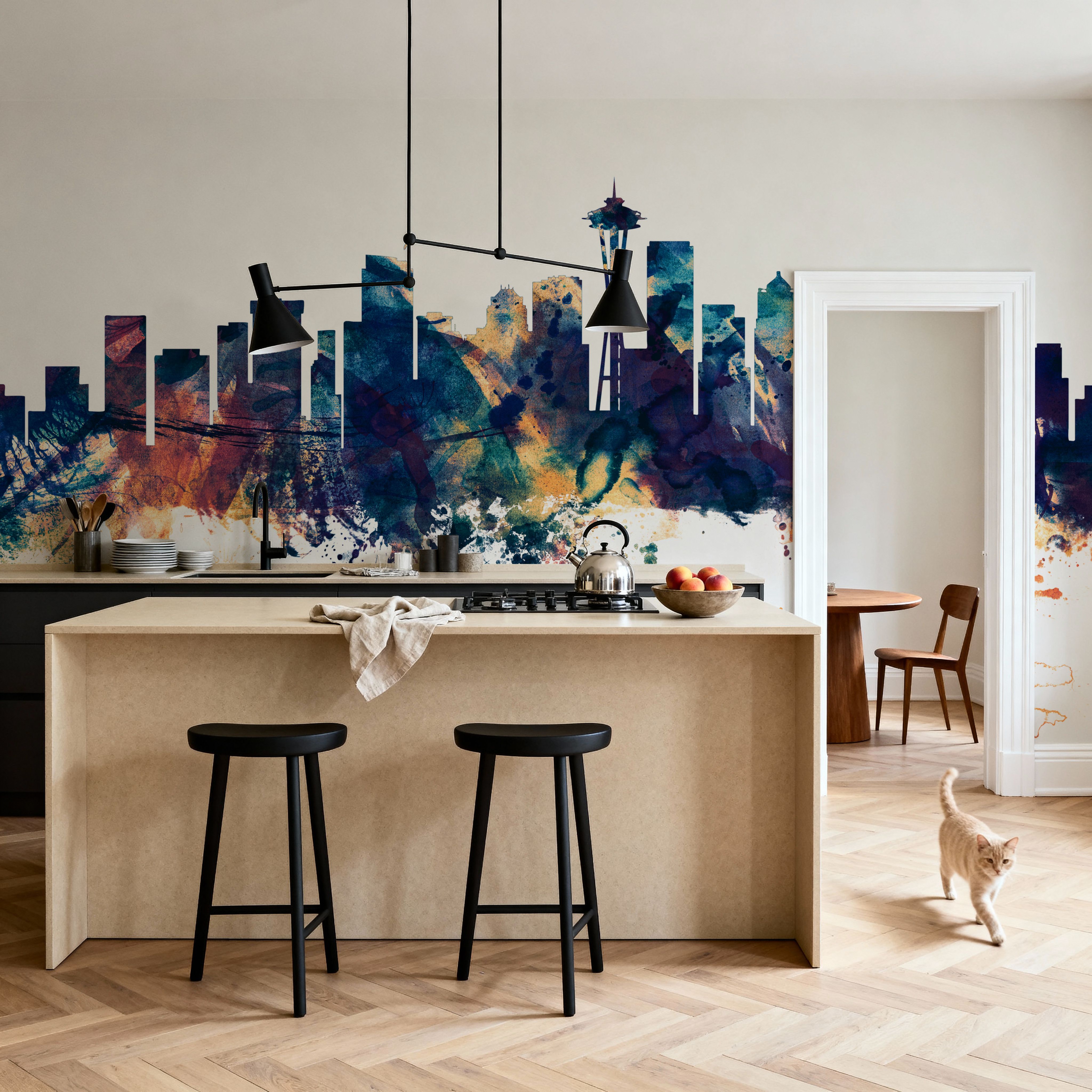 Seattle Skyline Blue & Bronze