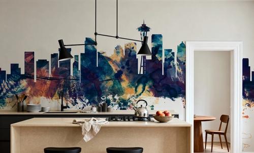 Seattle Skyline Blue & Bronze
