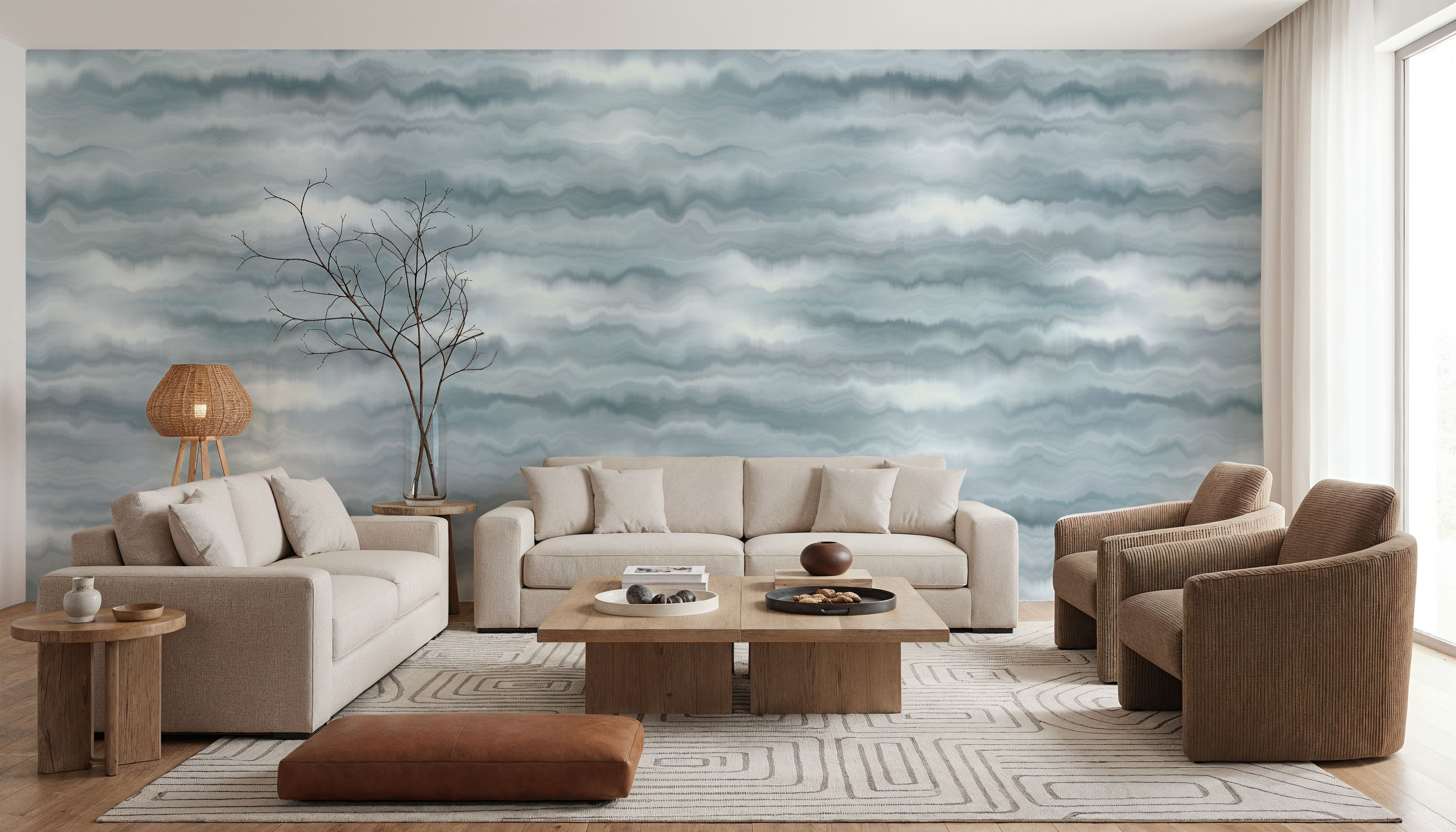 Tie Dye Waves, Grey, Wallpaper