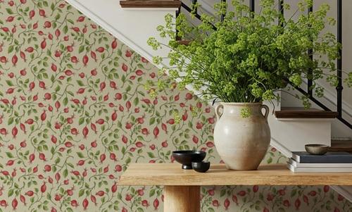 Rosehips, Coral on Cream