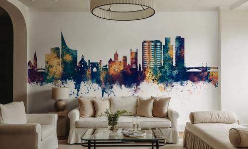 Reading England Skyline Blue & Bronze
