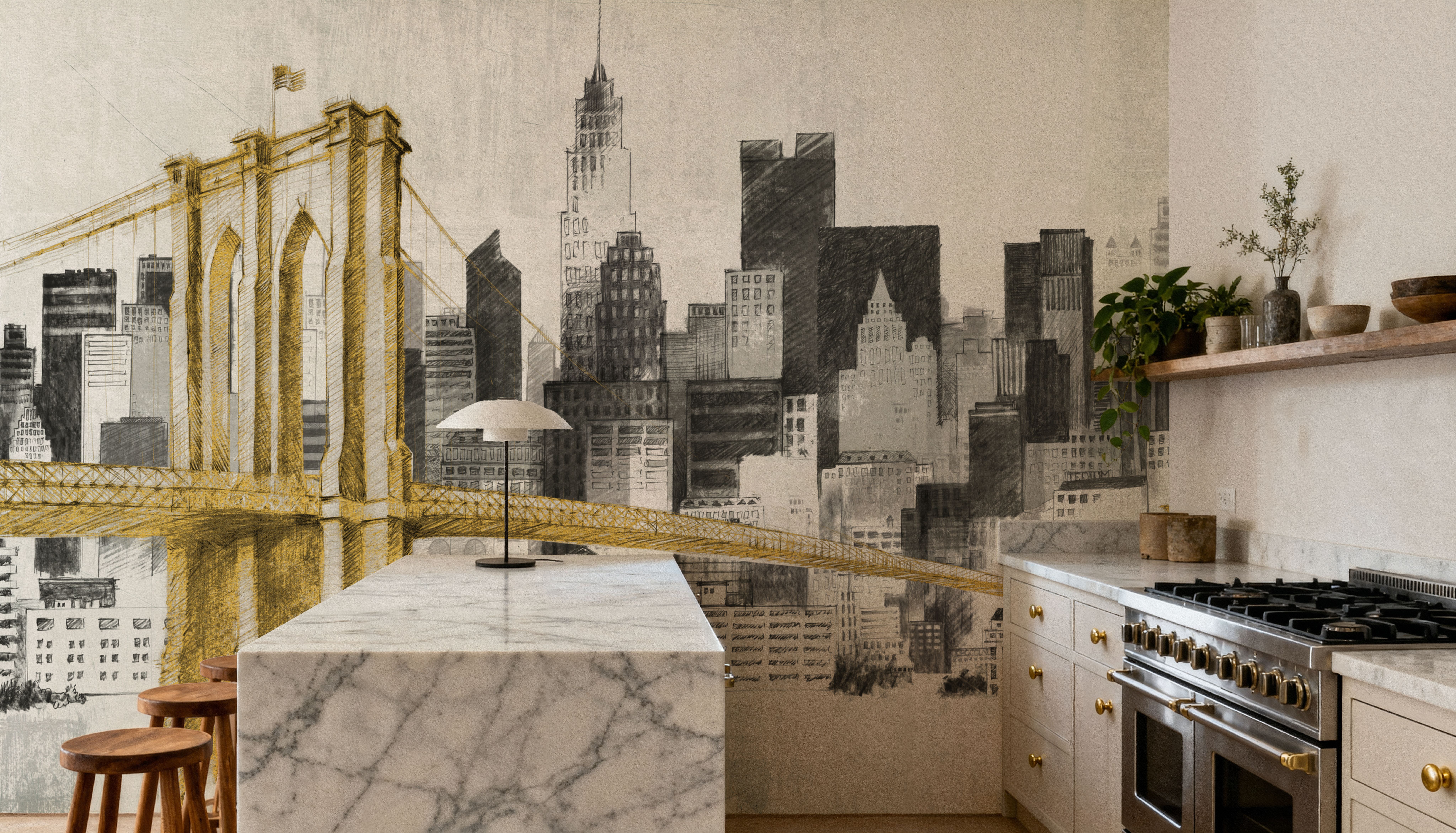 New York Skyline I Yellow Bridge no Words