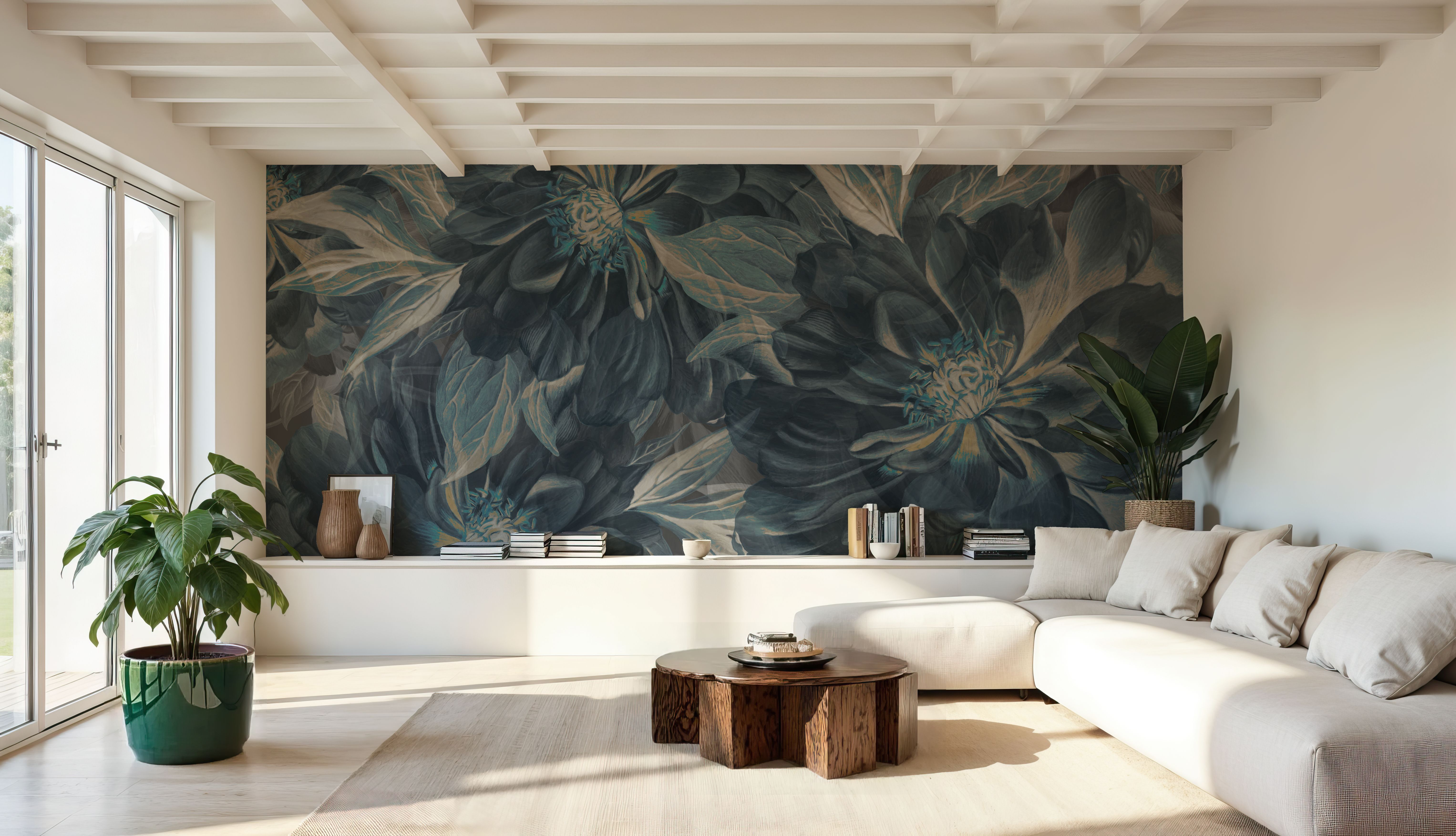 Peony Study - Midnight Teal