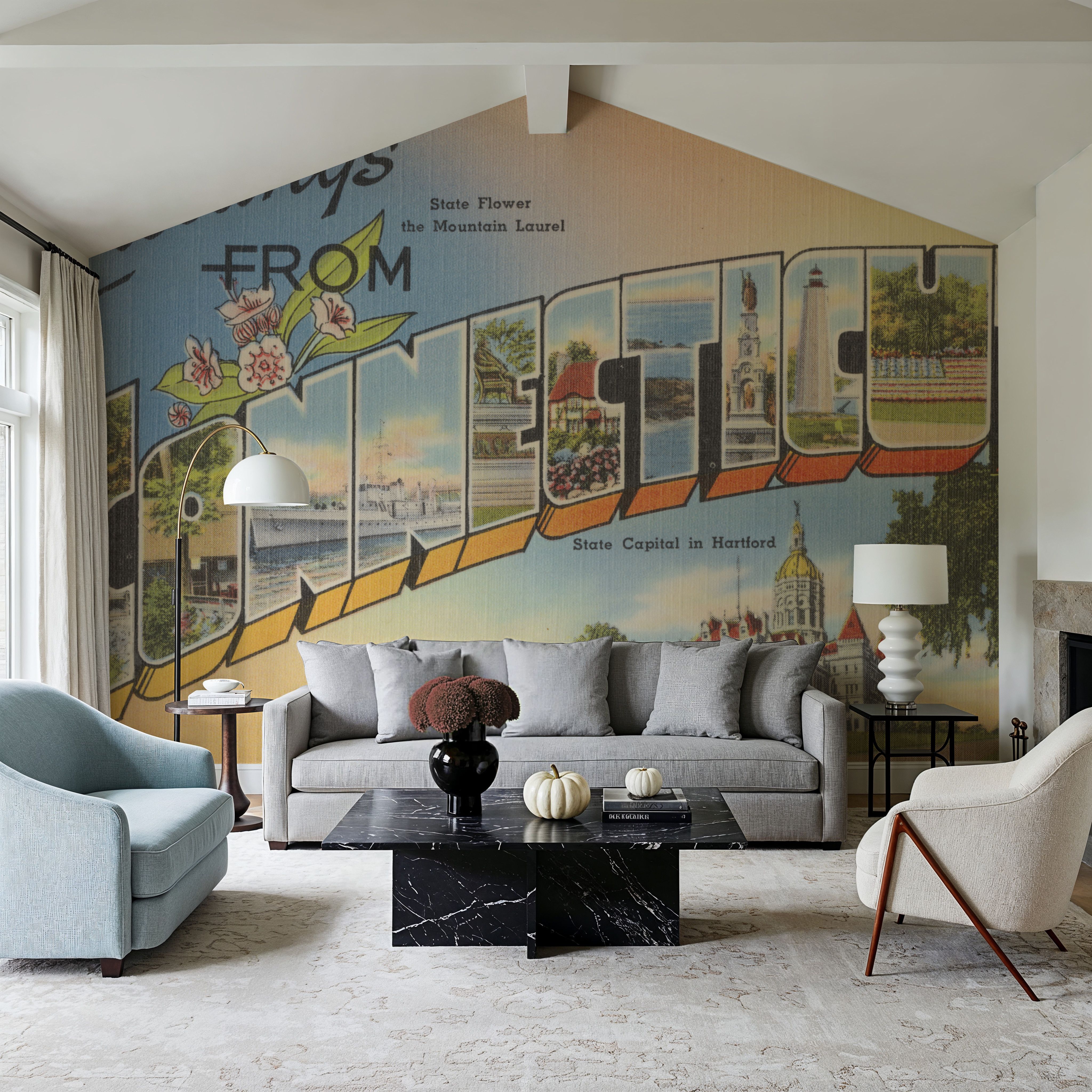 Greetings from Connecticut - Screenprint Postcard