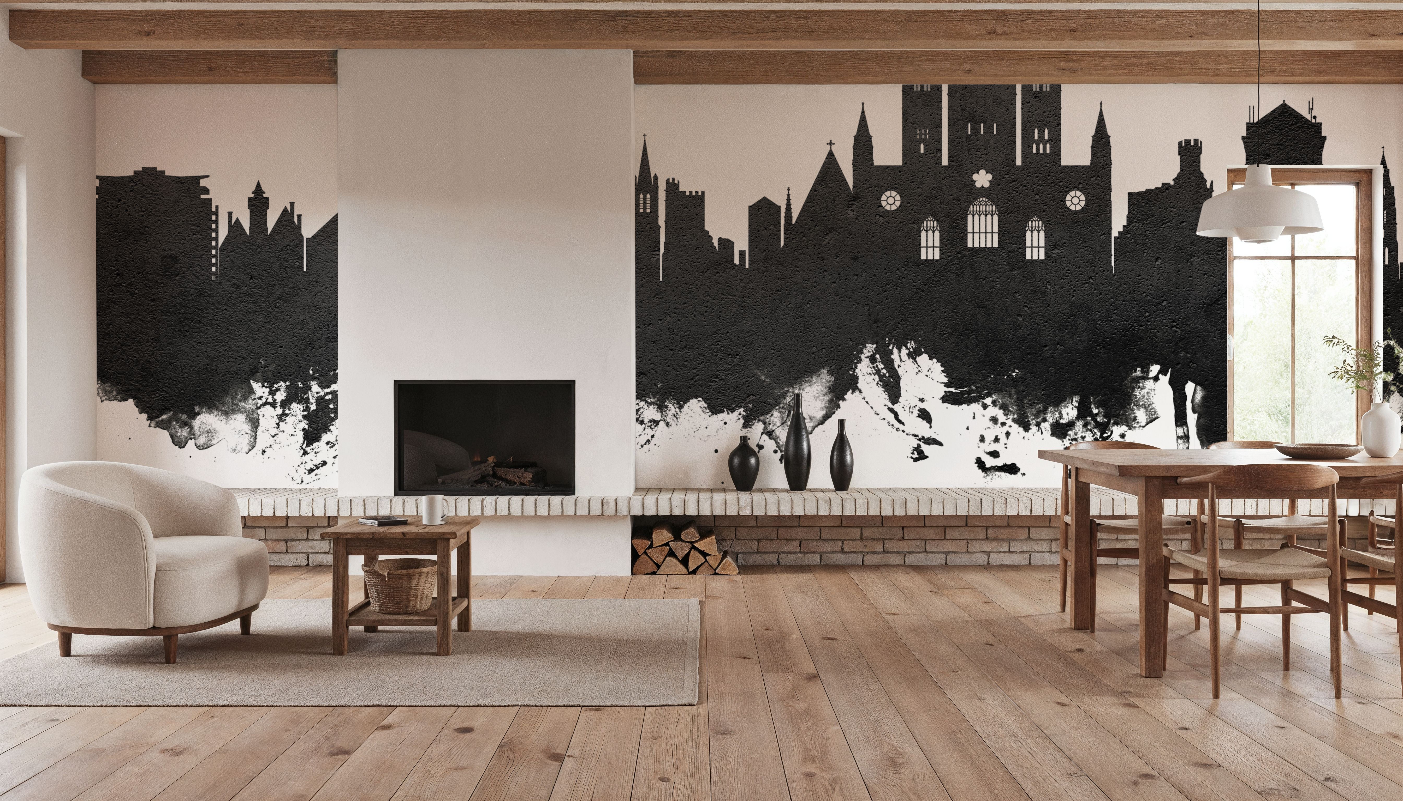 Lincoln England Skyline Black & White