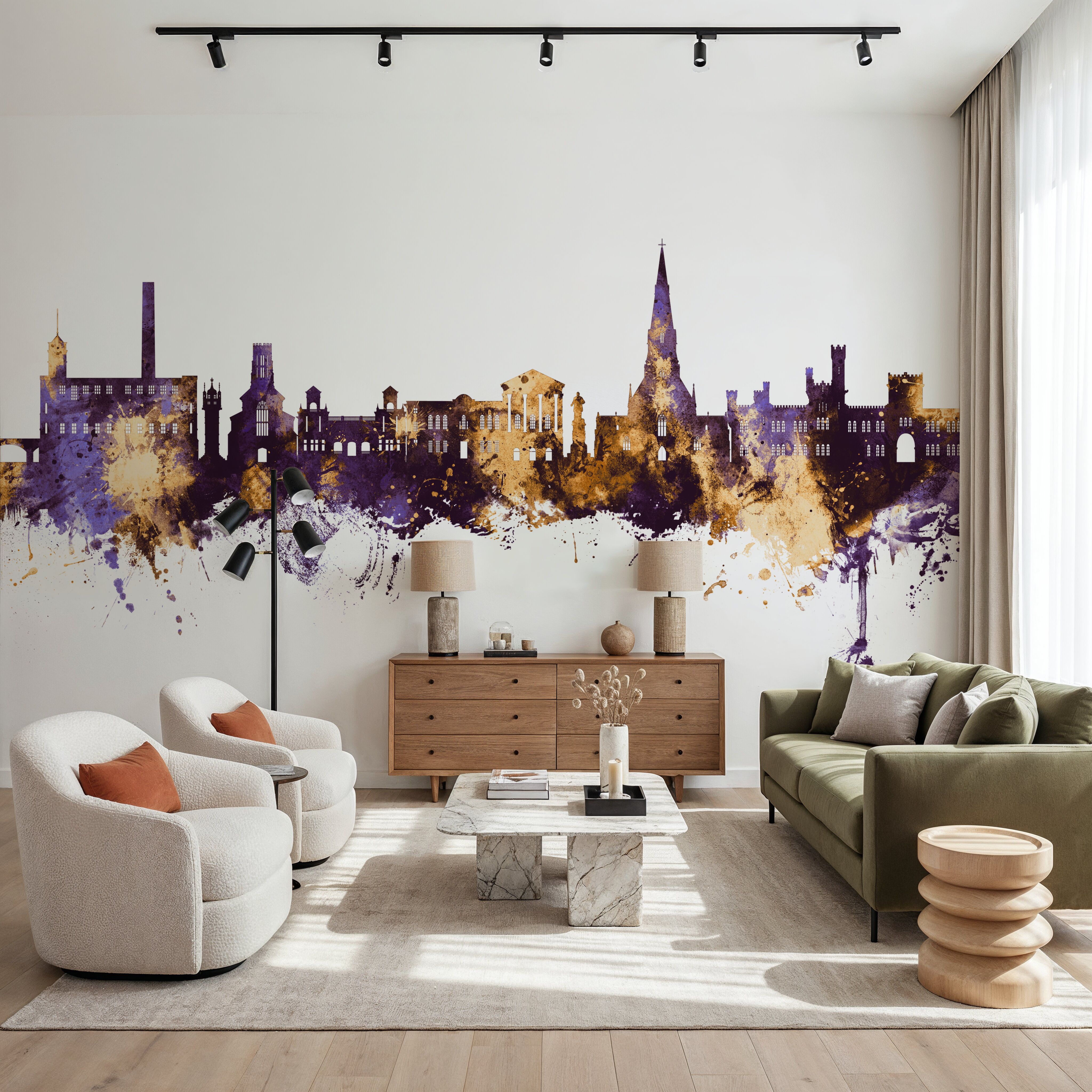 Bury England Skyline Purple & Gold