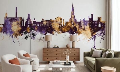 Bury England Skyline Purple & Gold