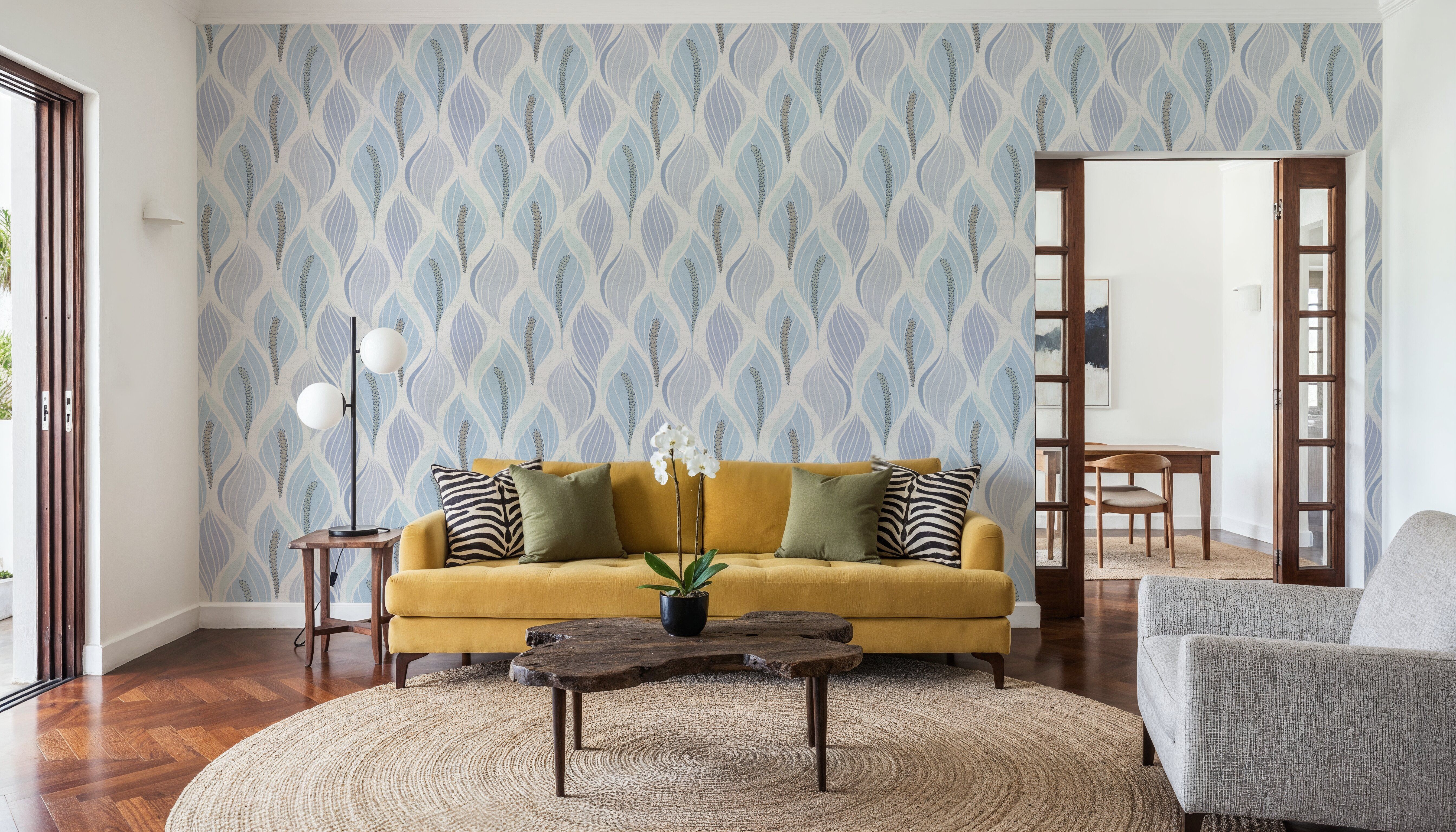 Minimalistic Flow Peace Lily, Soft Blue