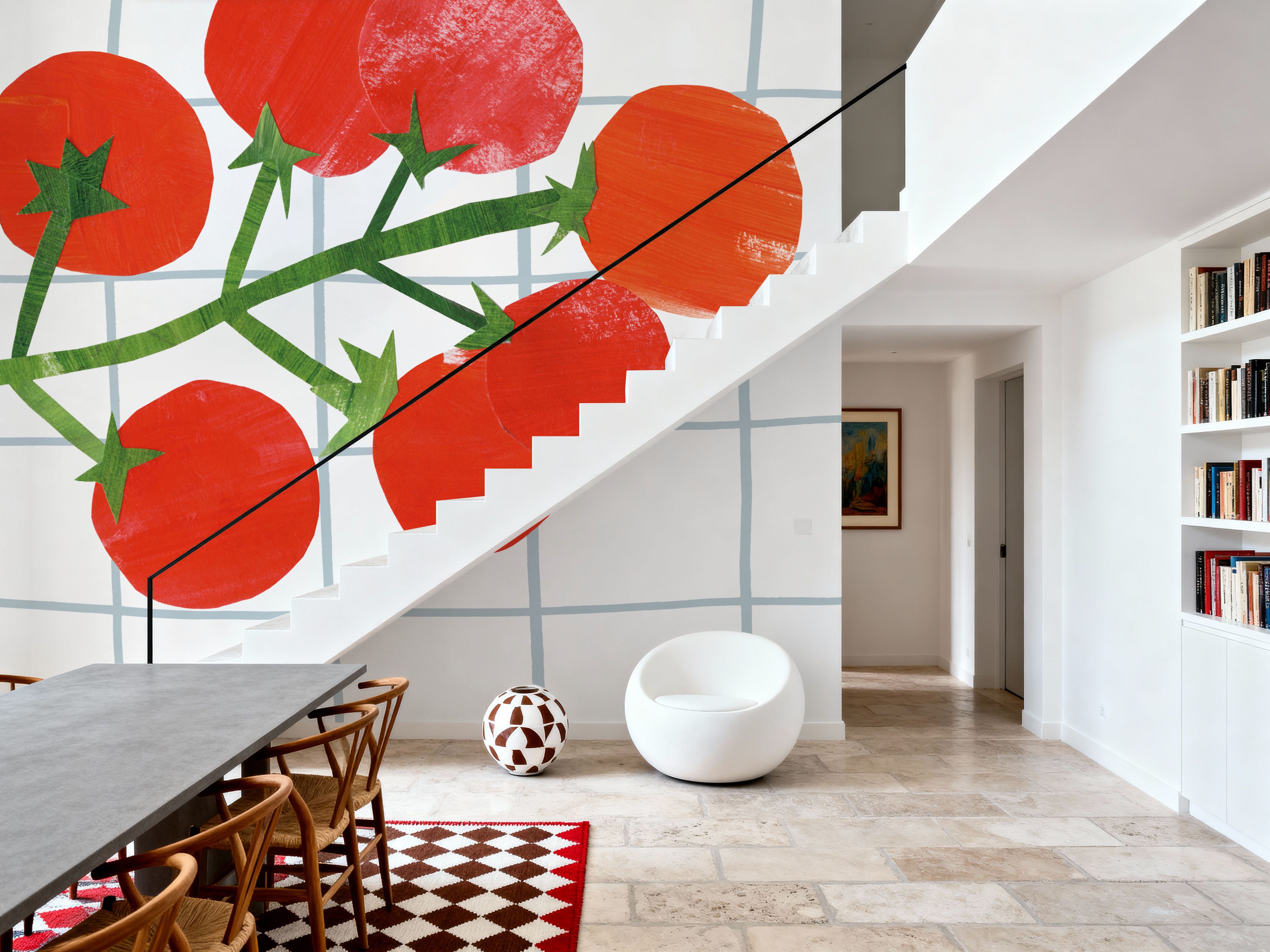 Wall Mural - Fresh Tomatoes I - Fruits Nature mural wallpaper - Red - Hallway staircases - Wallism UK - Premium, Textured or Peel & Stick