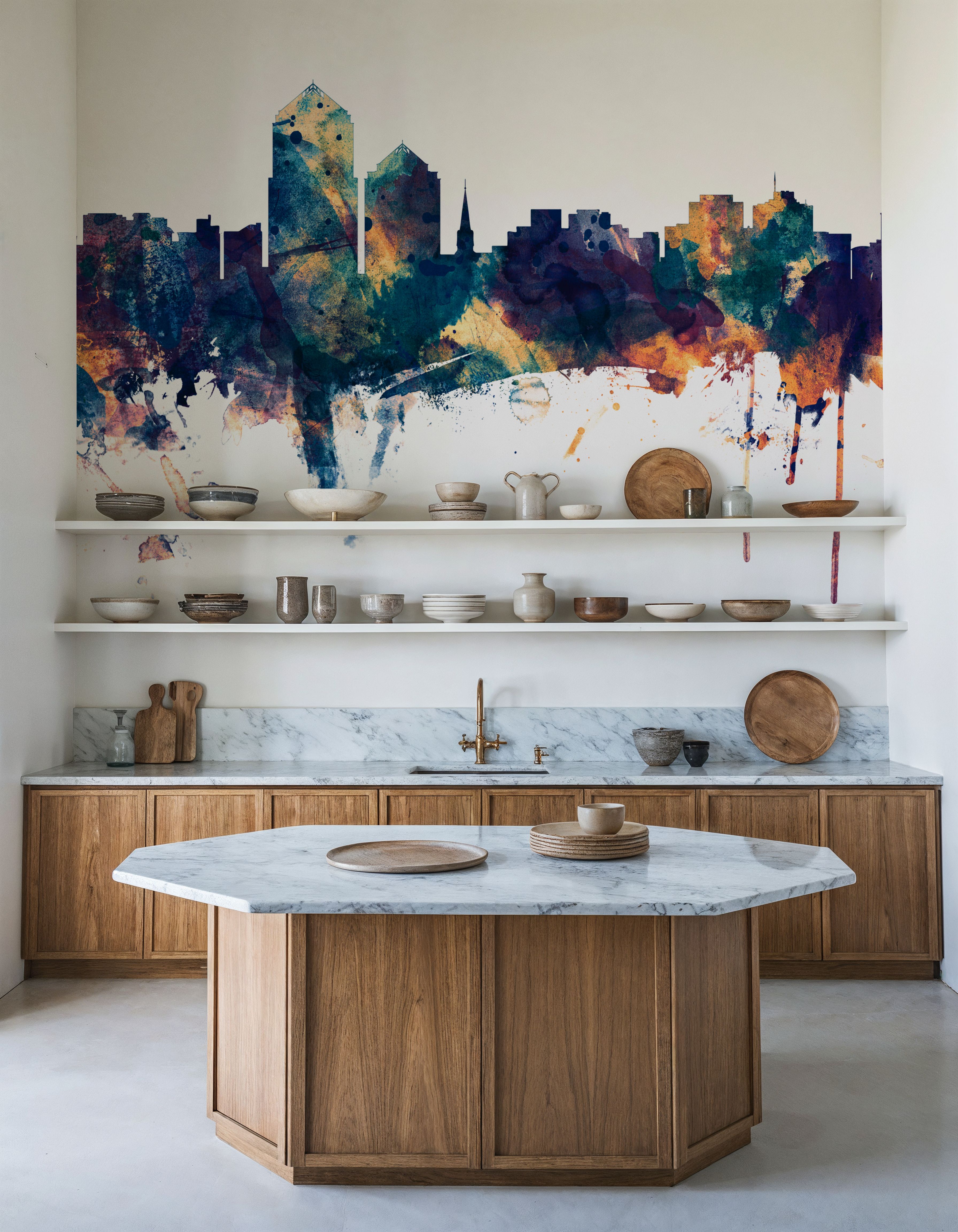 Albuquerque New Mexico Skyline Blue & Bronze