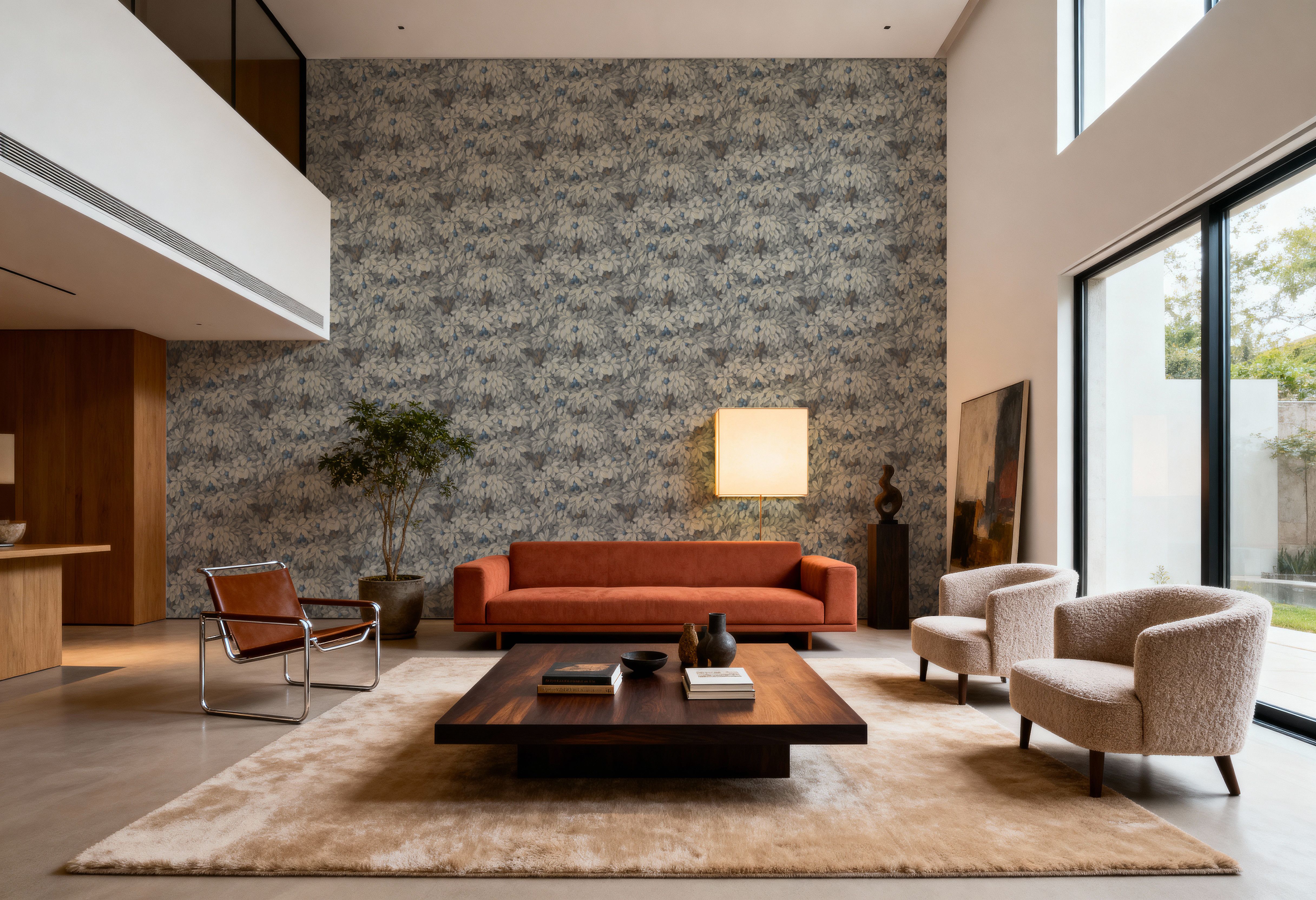 Fruit Tree Bower, Blue on Mauve