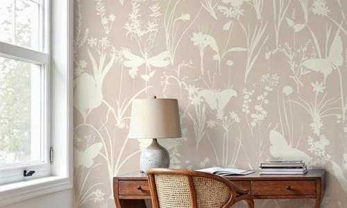 Herbals and Butterflies Double Silhouette Beige No Stain