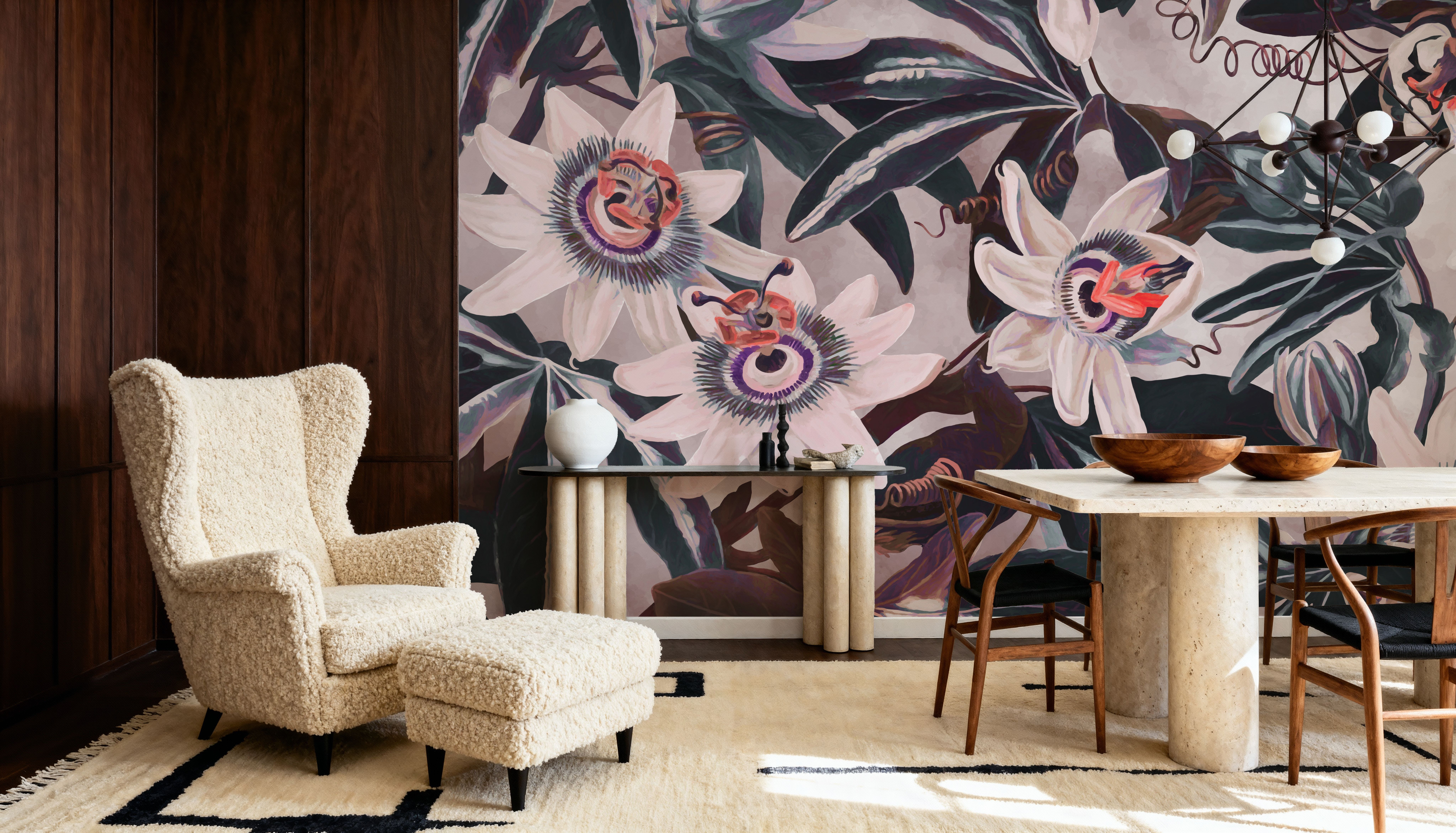 White Passiflora Reddish Purple, Wallpaper