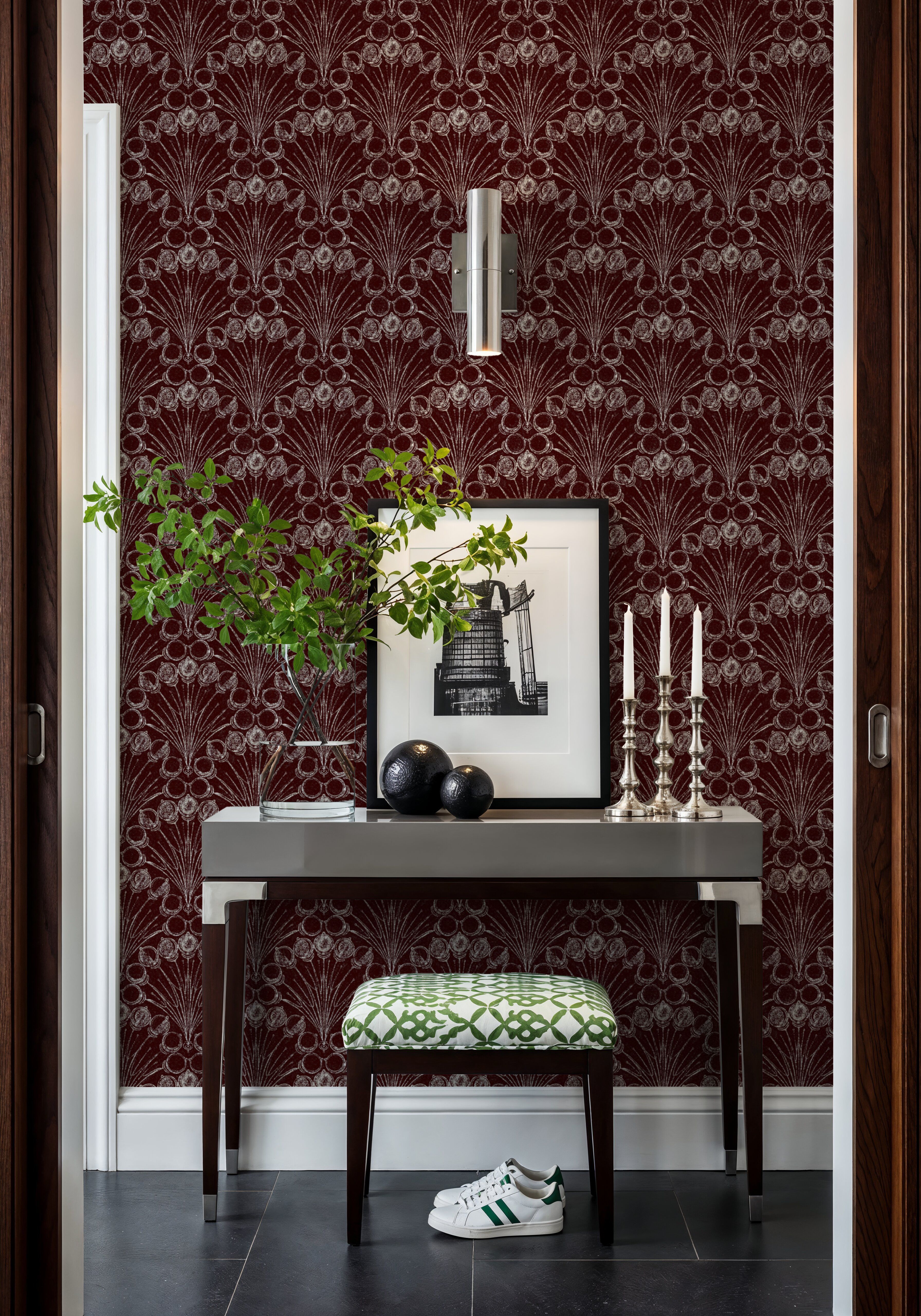 Art Deco Moon Phase, Maroon