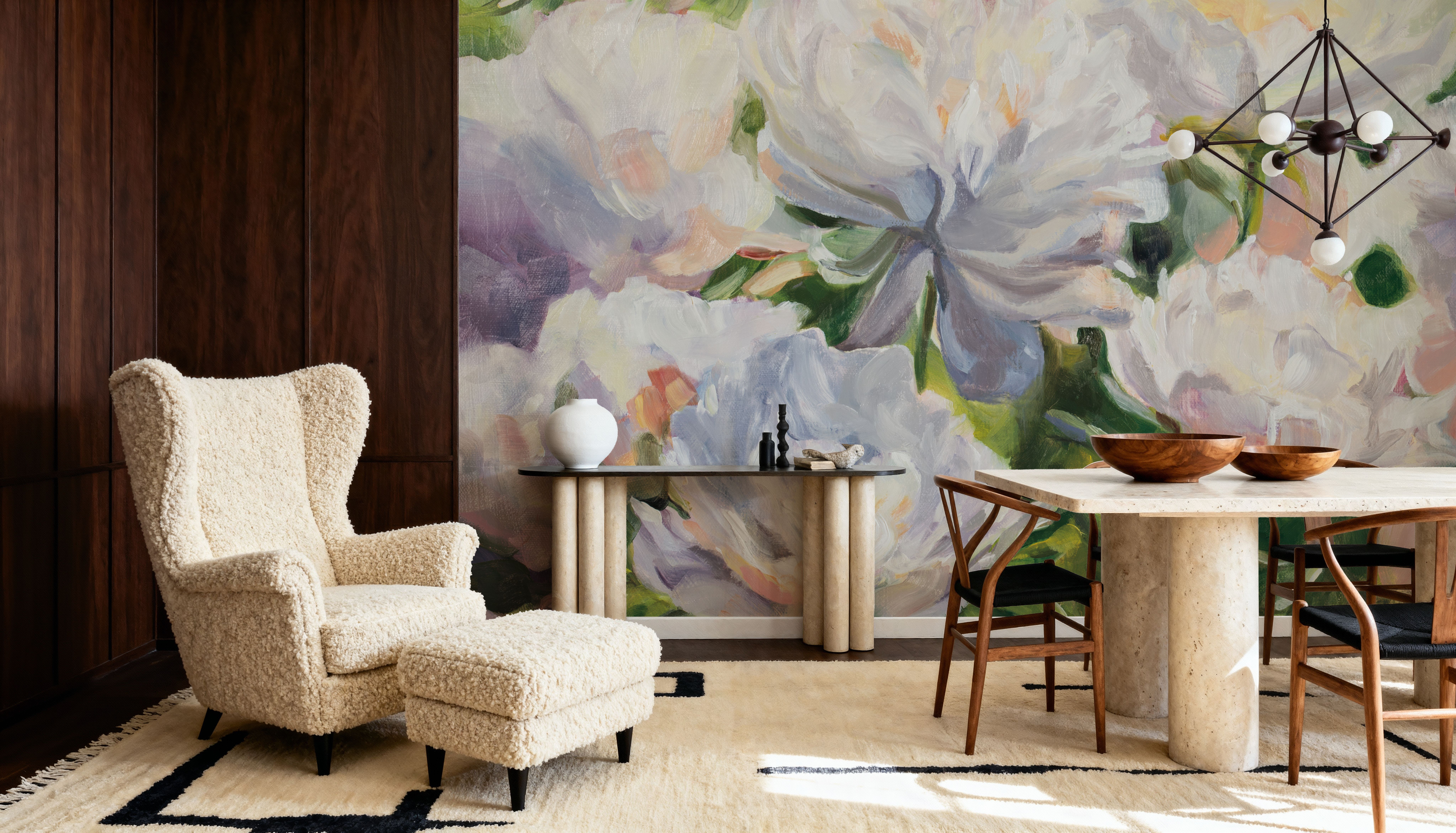 White Impressionistic Peonies