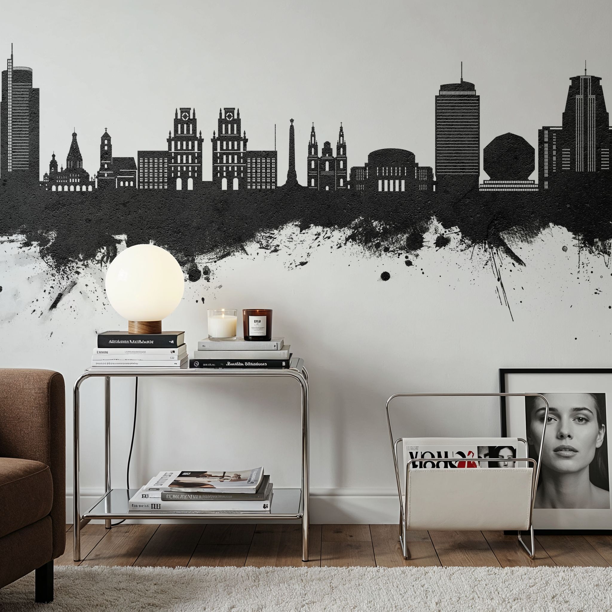 Minsk Belarus Skyline Black & White