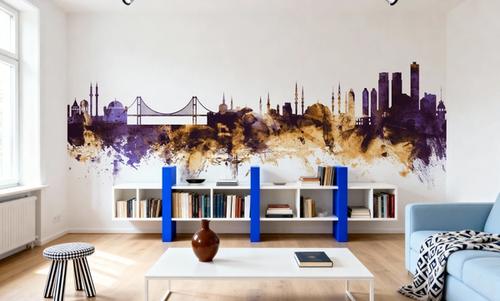 Istanbul Turkey Skyline Purple & Gold