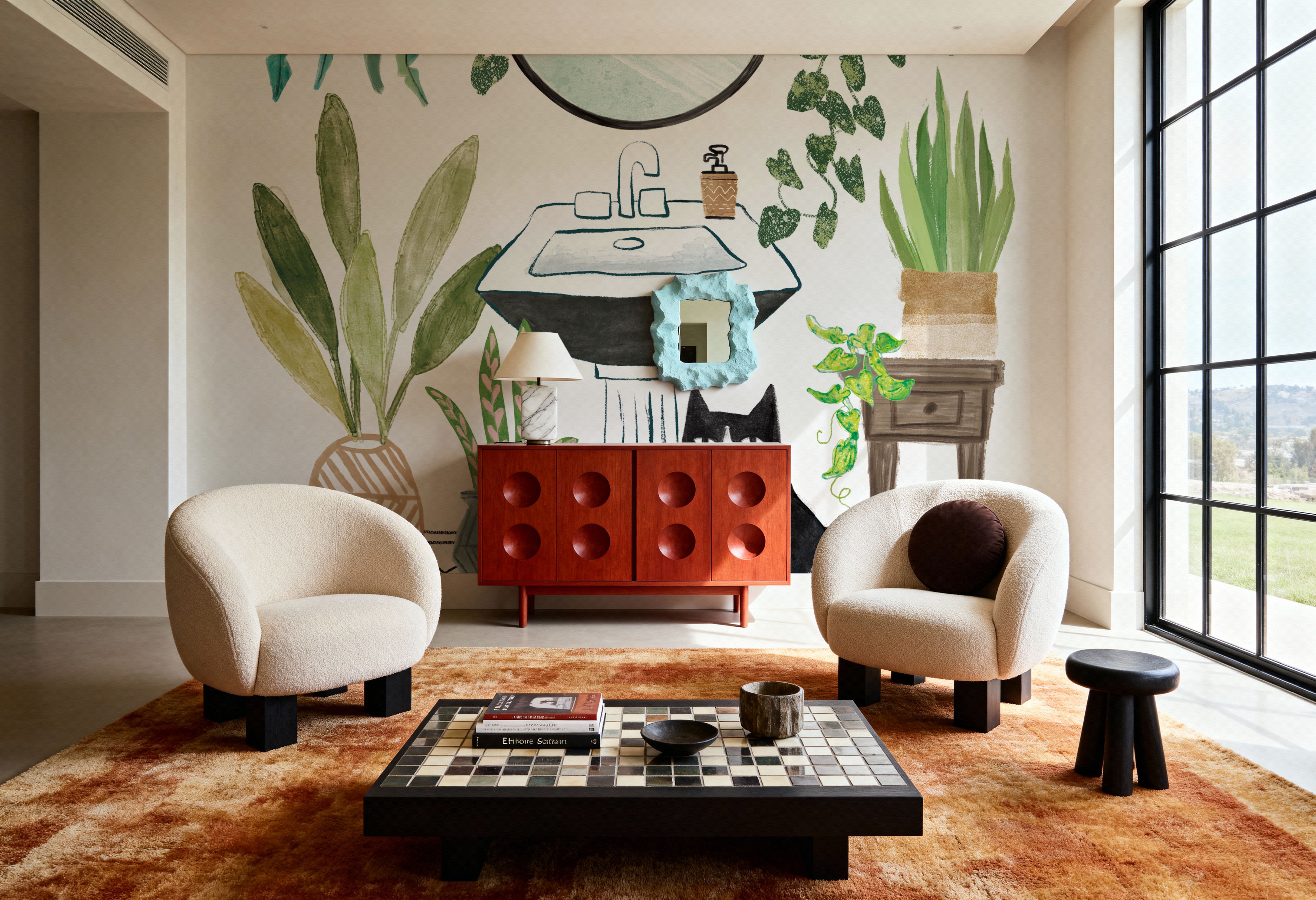 Wall Mural - Urban Jungle Bath I Pet - Pets Animals mural wallpaper - Green - Hallway staircases - Wallism UK - Premium, Textured or Peel & Stick