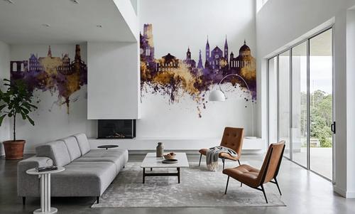 Reims France Skyline Purple & Gold
